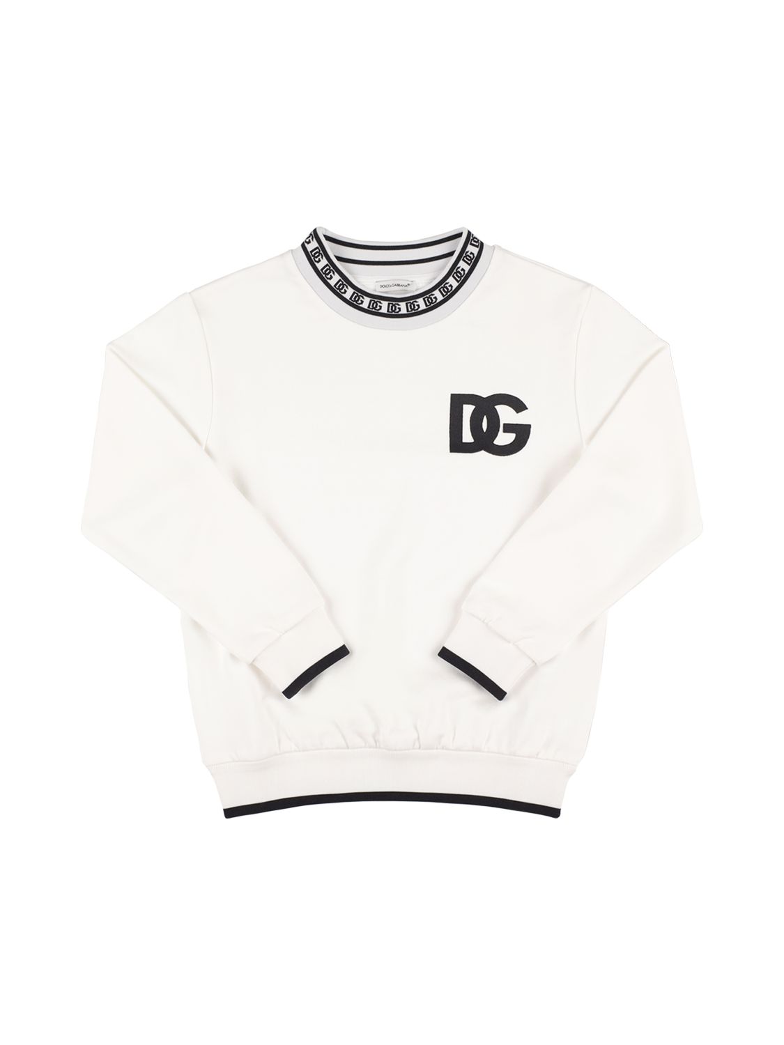 Dolce & Gabbana Jersey Round-neck Sweatshirt With Dg Logo Print In White