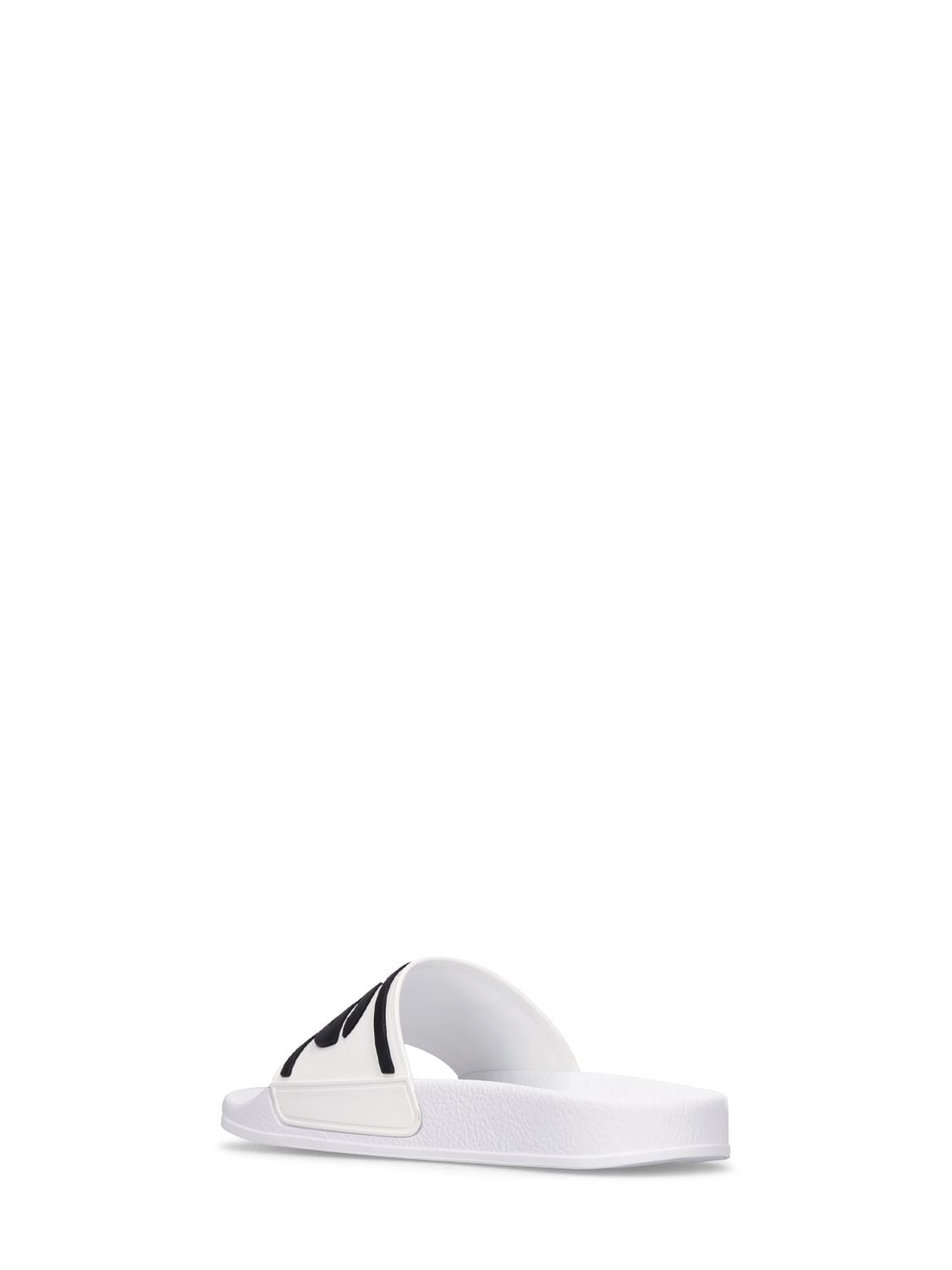 Shop Dolce & Gabbana Logo Rubber Slide Sandals In White,black