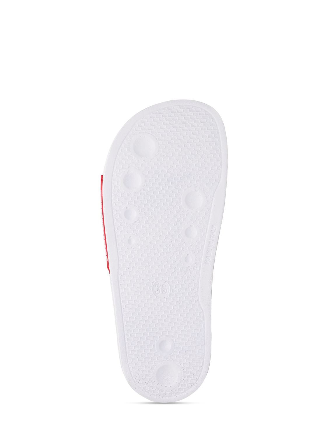 Shop Dolce & Gabbana Logo Rubber Slide Sandals In White,red