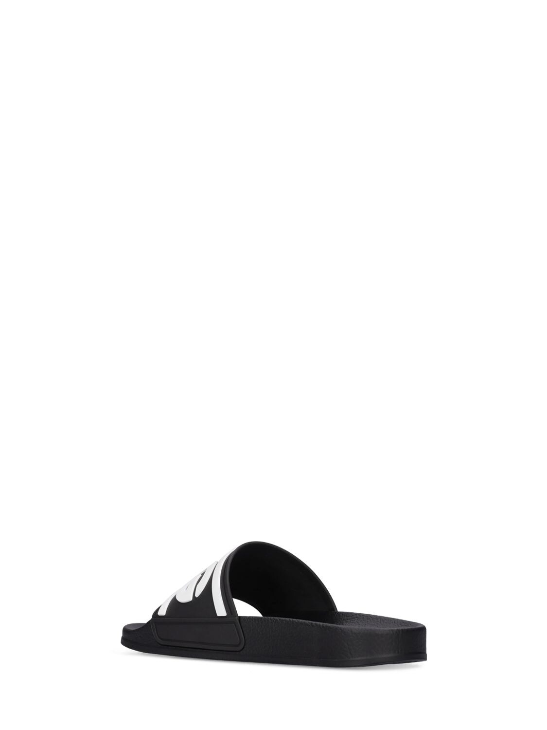 Shop Dolce & Gabbana Logo Rubber Slide Sandals In Black,white