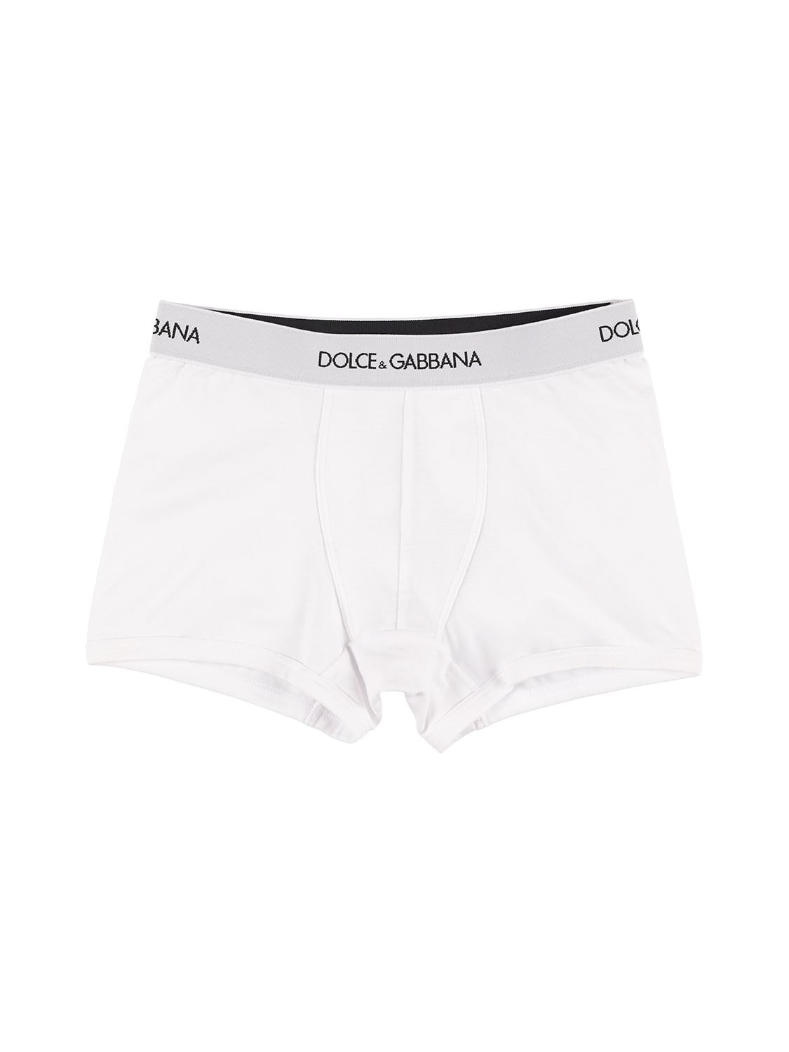 Shop Dolce & Gabbana Set Of 2 Logo Cotton Boxer Briefs In White
