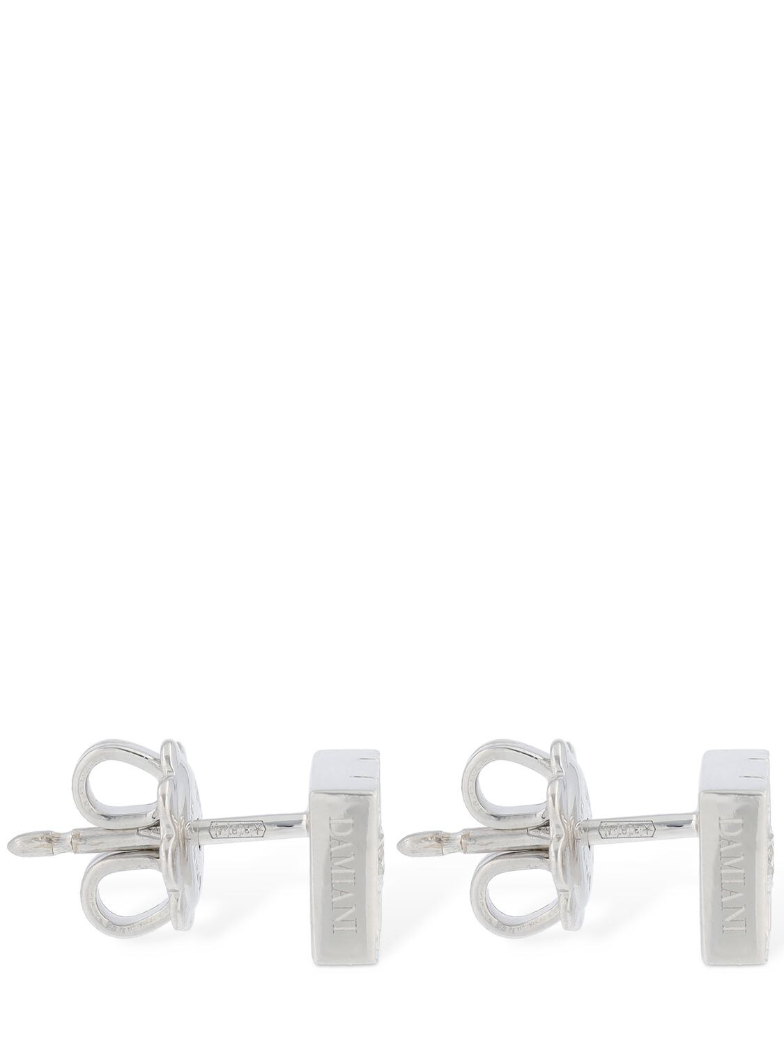 Shop Damiani Belle Epoque Square Diamond Earrings In Silver,diamond