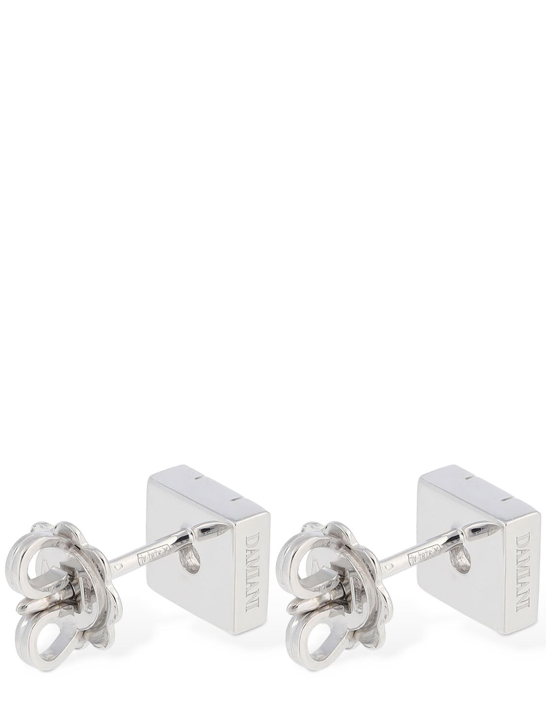 Shop Damiani Belle Epoque Square Diamond Earrings In Silver,diamond