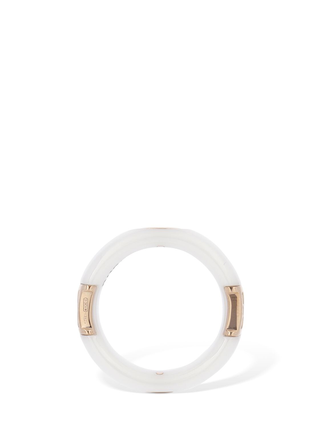 Shop Damiani D. Icon 18kt Gold & Ceramic Ring In Weiss,rosa