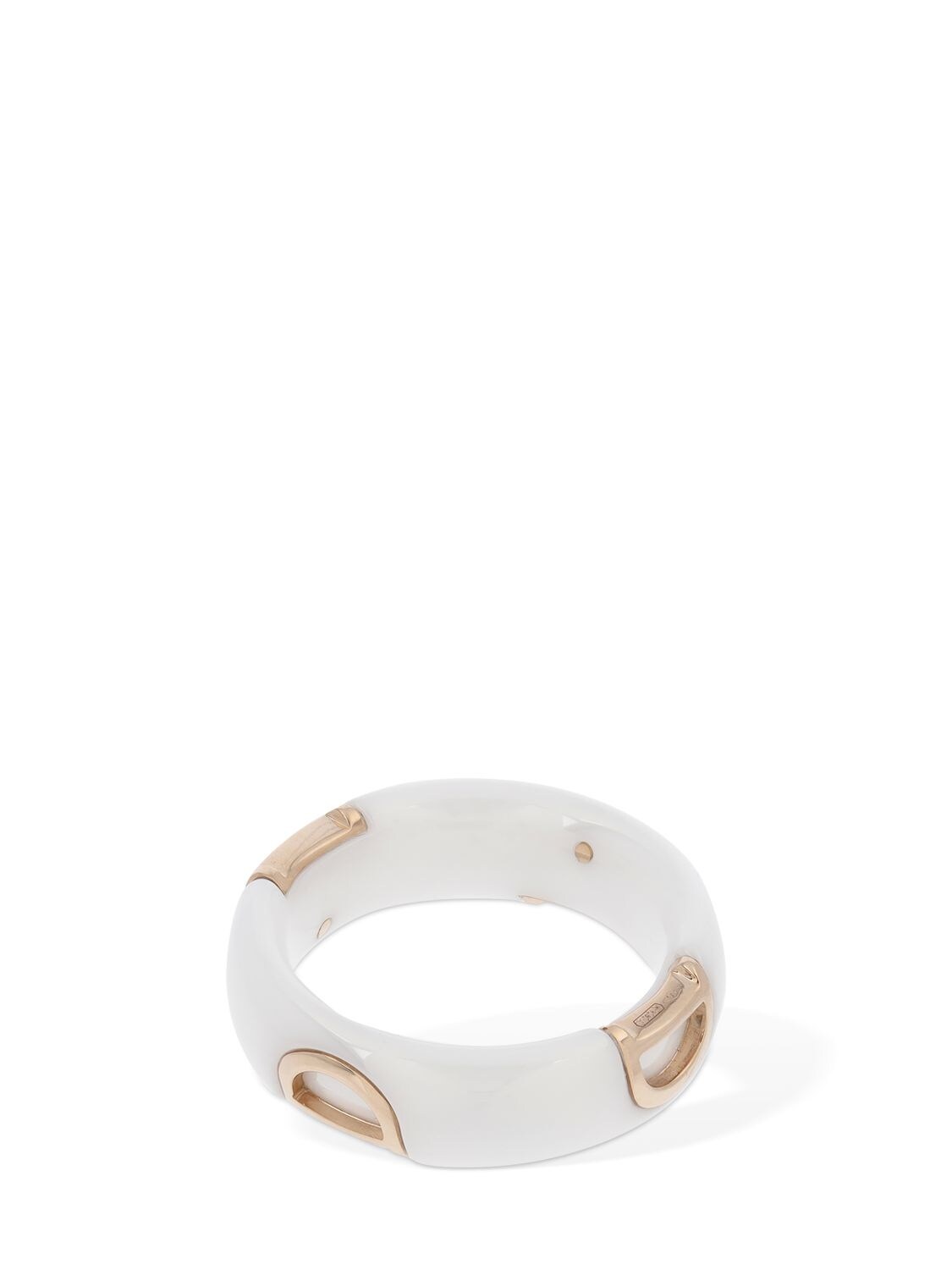 Shop Damiani D. Icon 18kt Gold & Ceramic Ring In Weiss,rosa