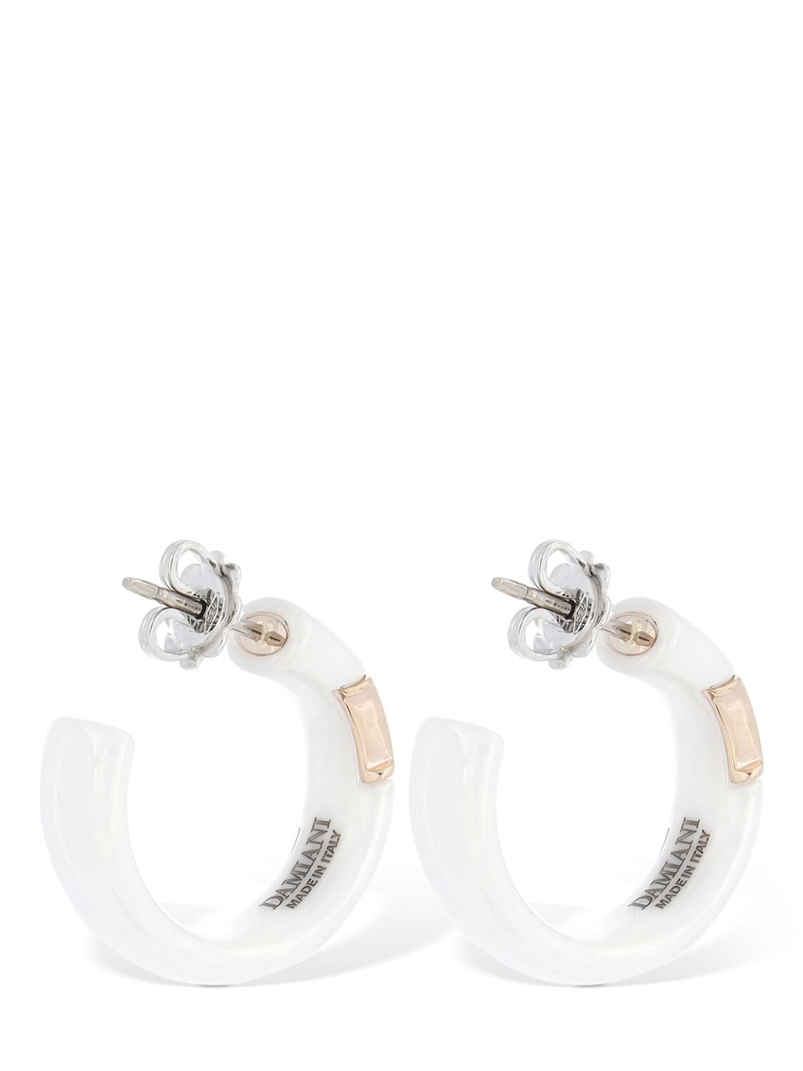 DAMIANI D. ICON 18KT GOLD & CERAMIC EARRINGS 