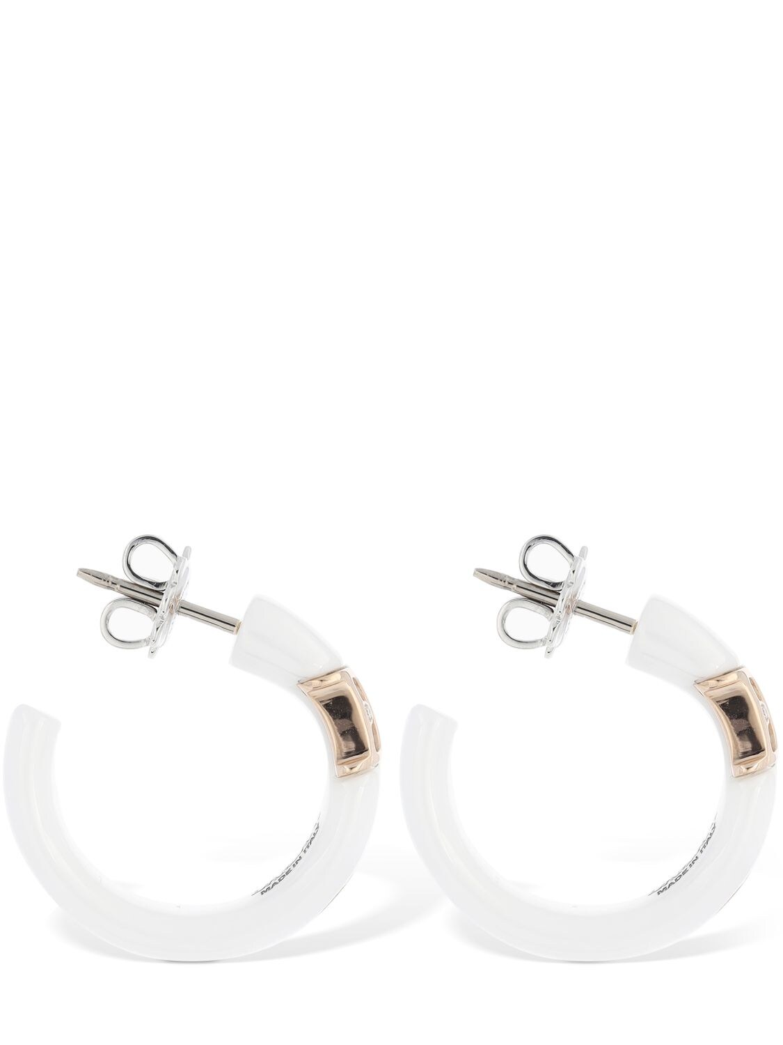 DAMIANI D. ICON 18KT GOLD & CERAMIC EARRINGS 