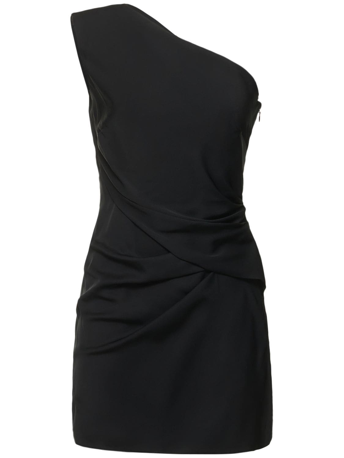 Roland Mouret Asymmetric Stretch Silk Crepe Mini Dress In Black