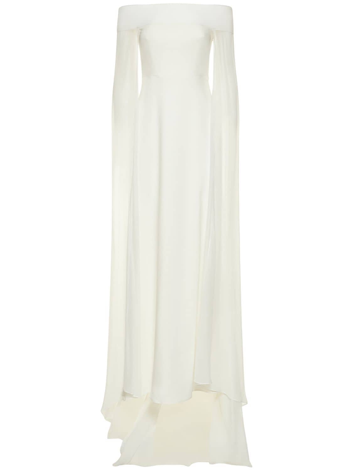 Roland Mouret Off-the-shoulder Stretch Cady Gown In White