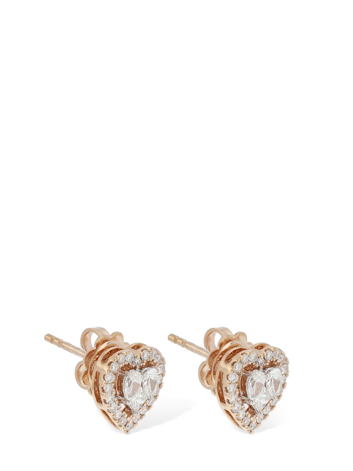 Shop Salvini Magia 18kt Gold & Diamond Stud Earrings In Rose,diamond