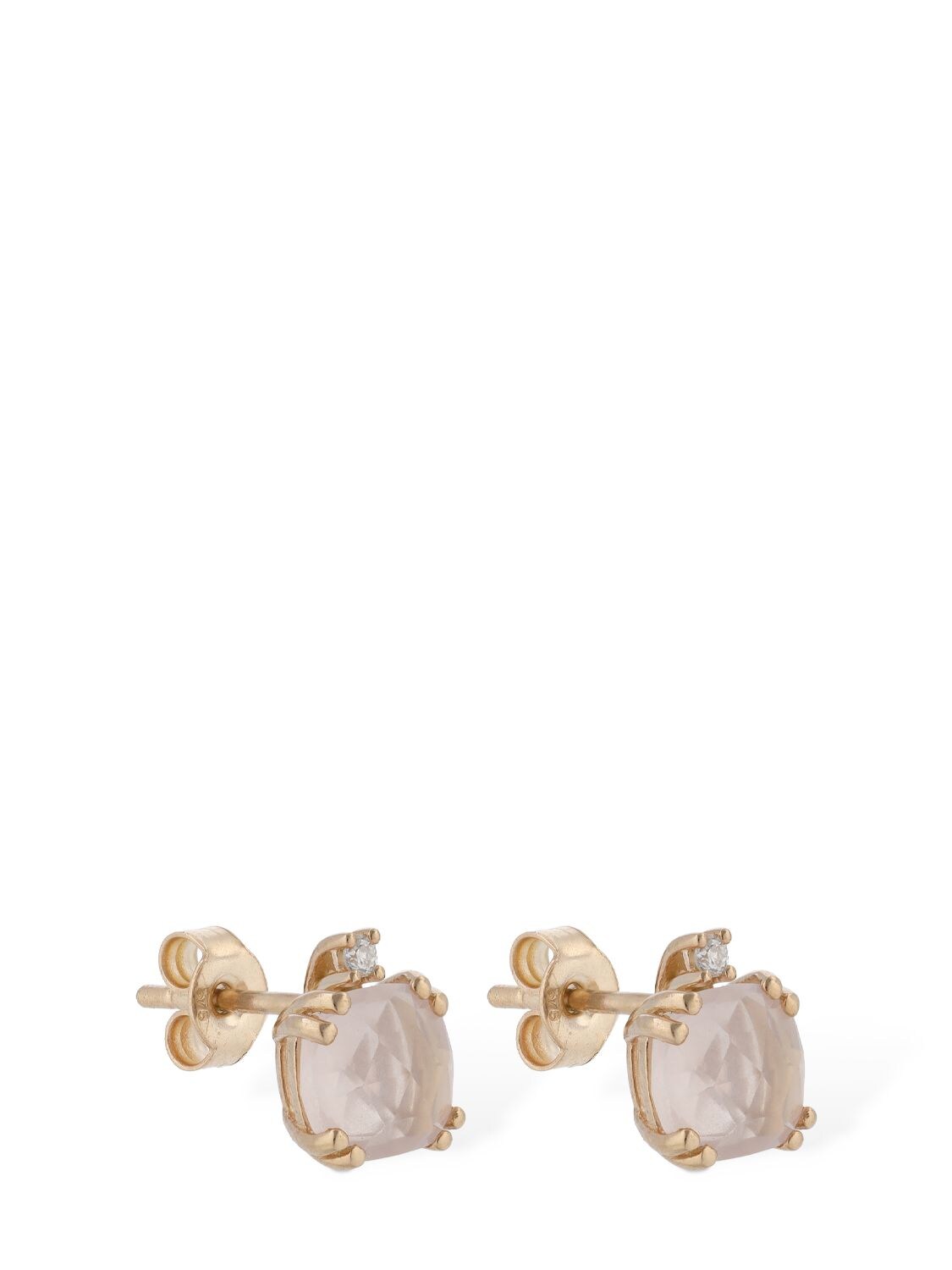 Shop Bliss Joy Candy 9kt Gold & Quartz Earrings In Pink,rosegold