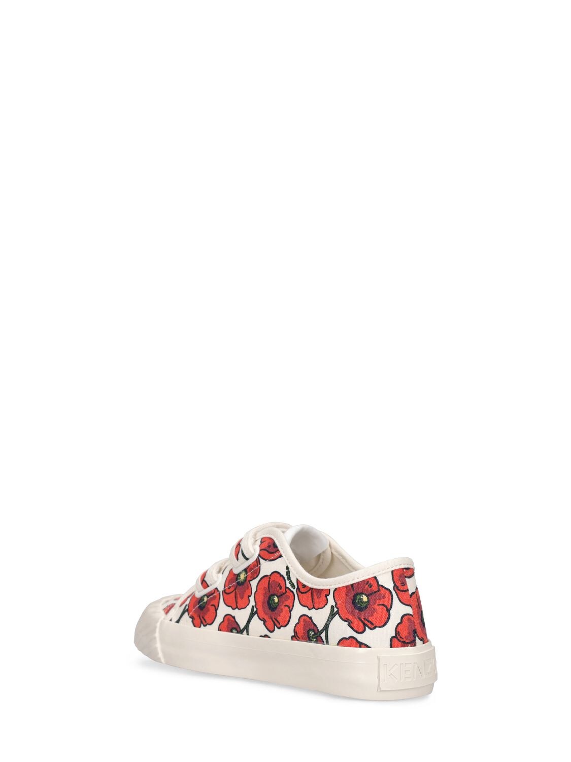 Shop Kenzo Flower Print Strap Sneakers In White,red