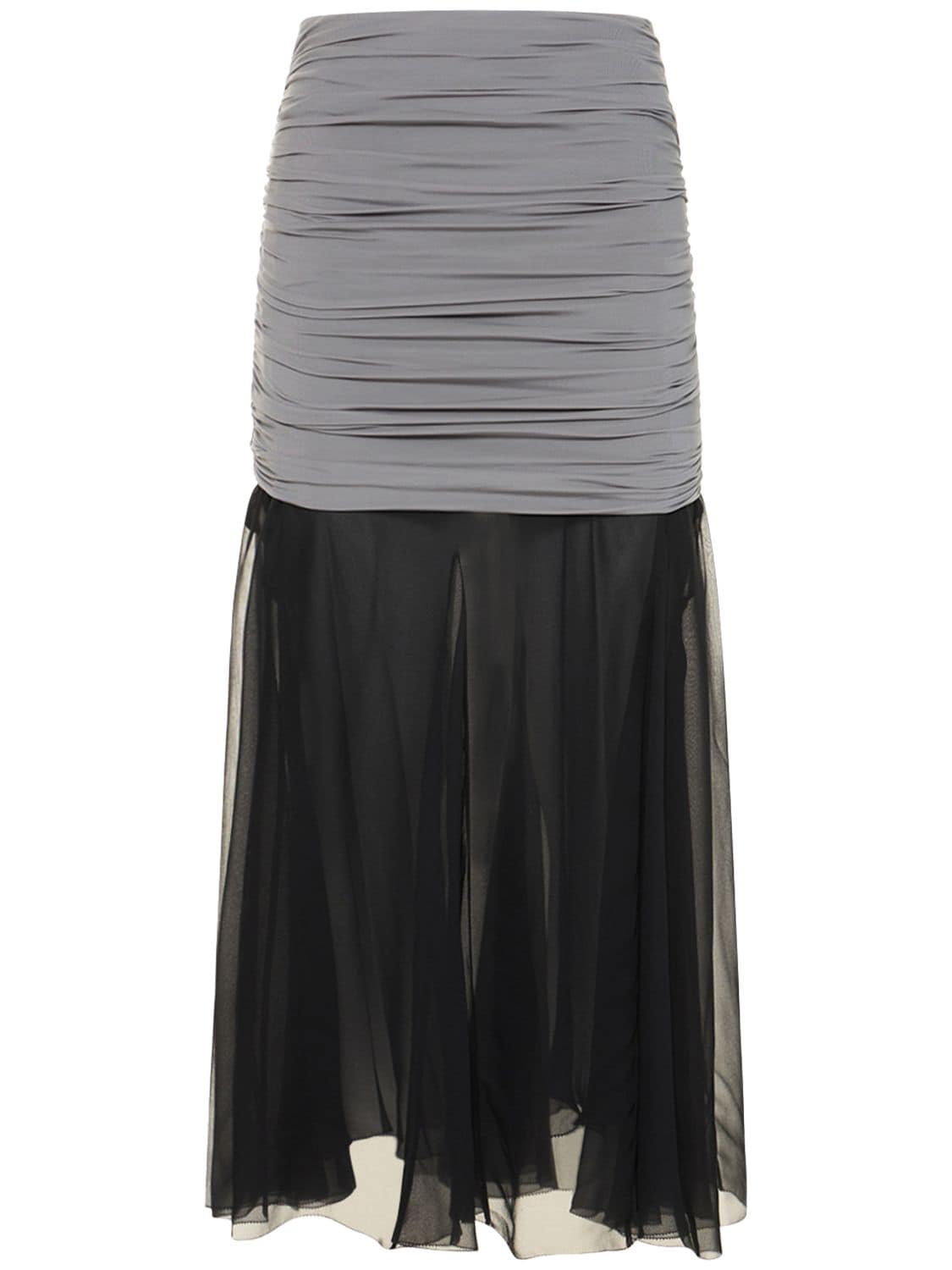 Image of Jersey Chiffon Silk Long Skirt