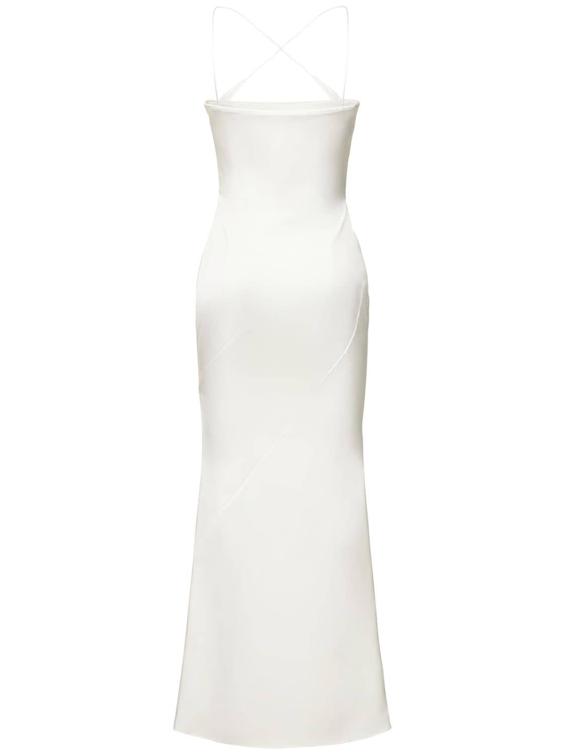 Shop 16arlington Esteli Satin Corset Midi Dress In Ivory