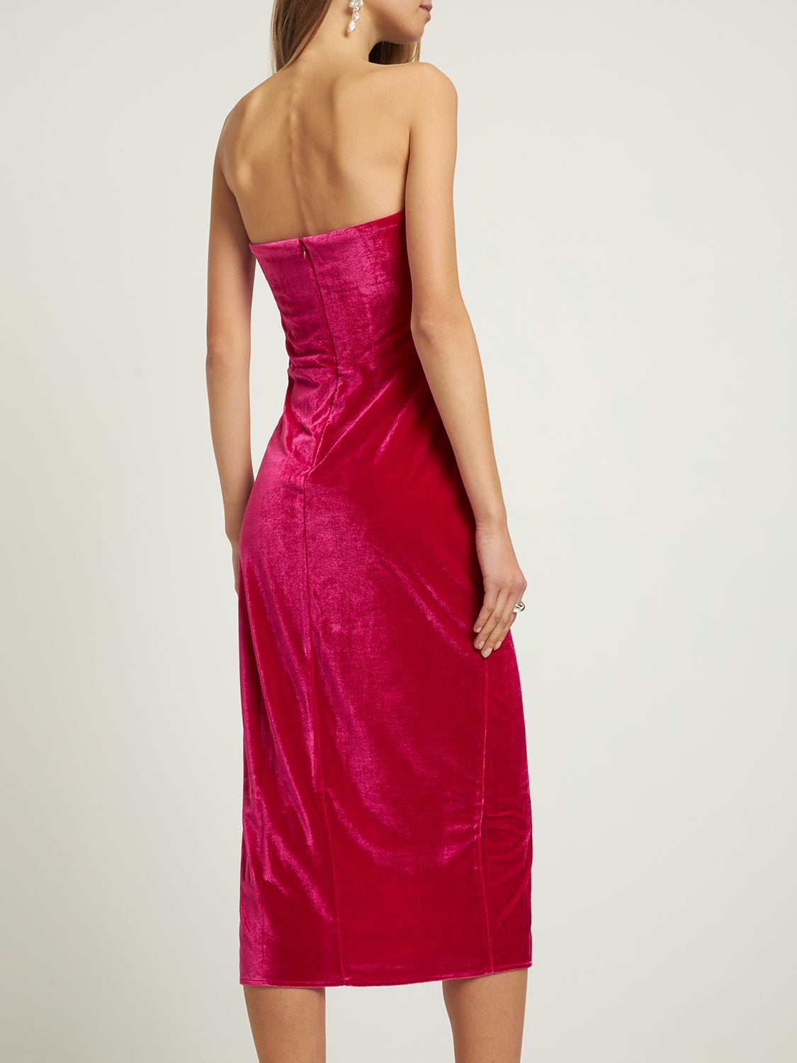 Shop Reformation Camden Velvet Midi Dress In Pink