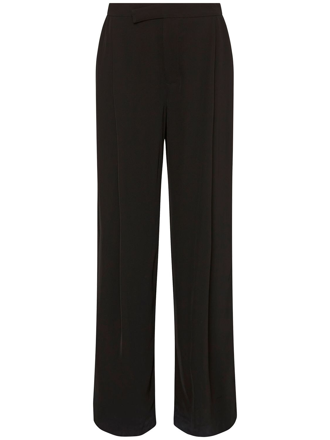 St.agni Overlapping Waistband Viscose Pants In Black