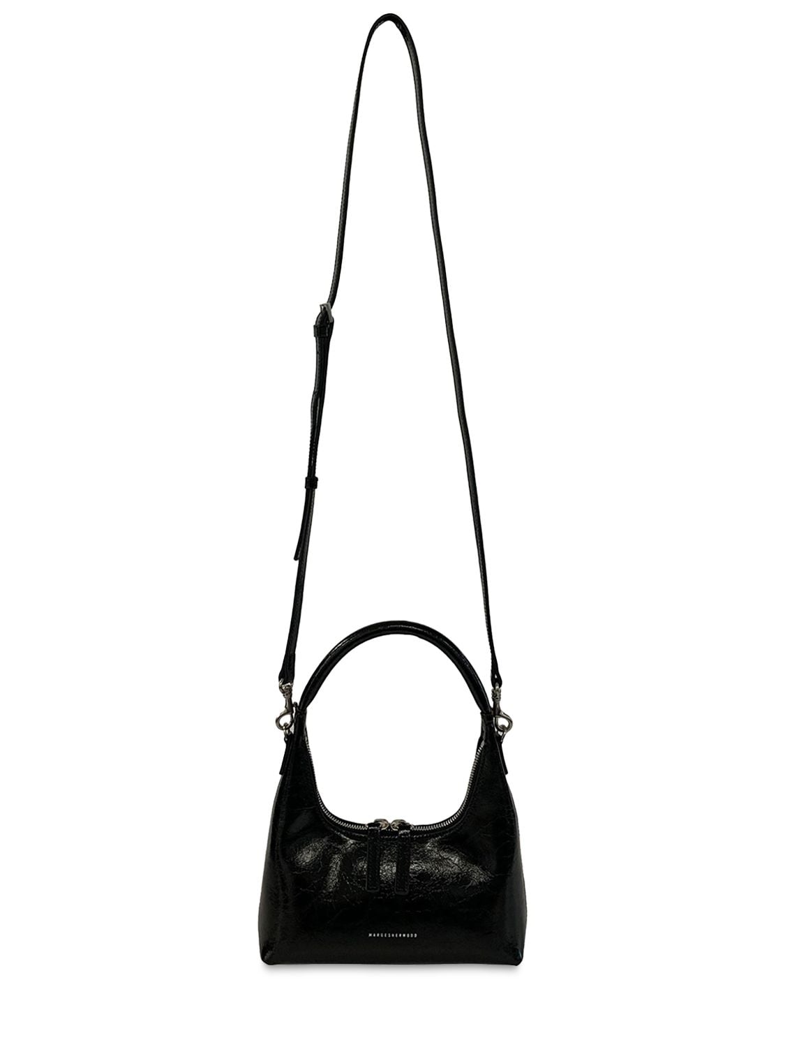 Shop Marge Sherwood Mini Hobo Shoulder Bag In Black Crinkle
