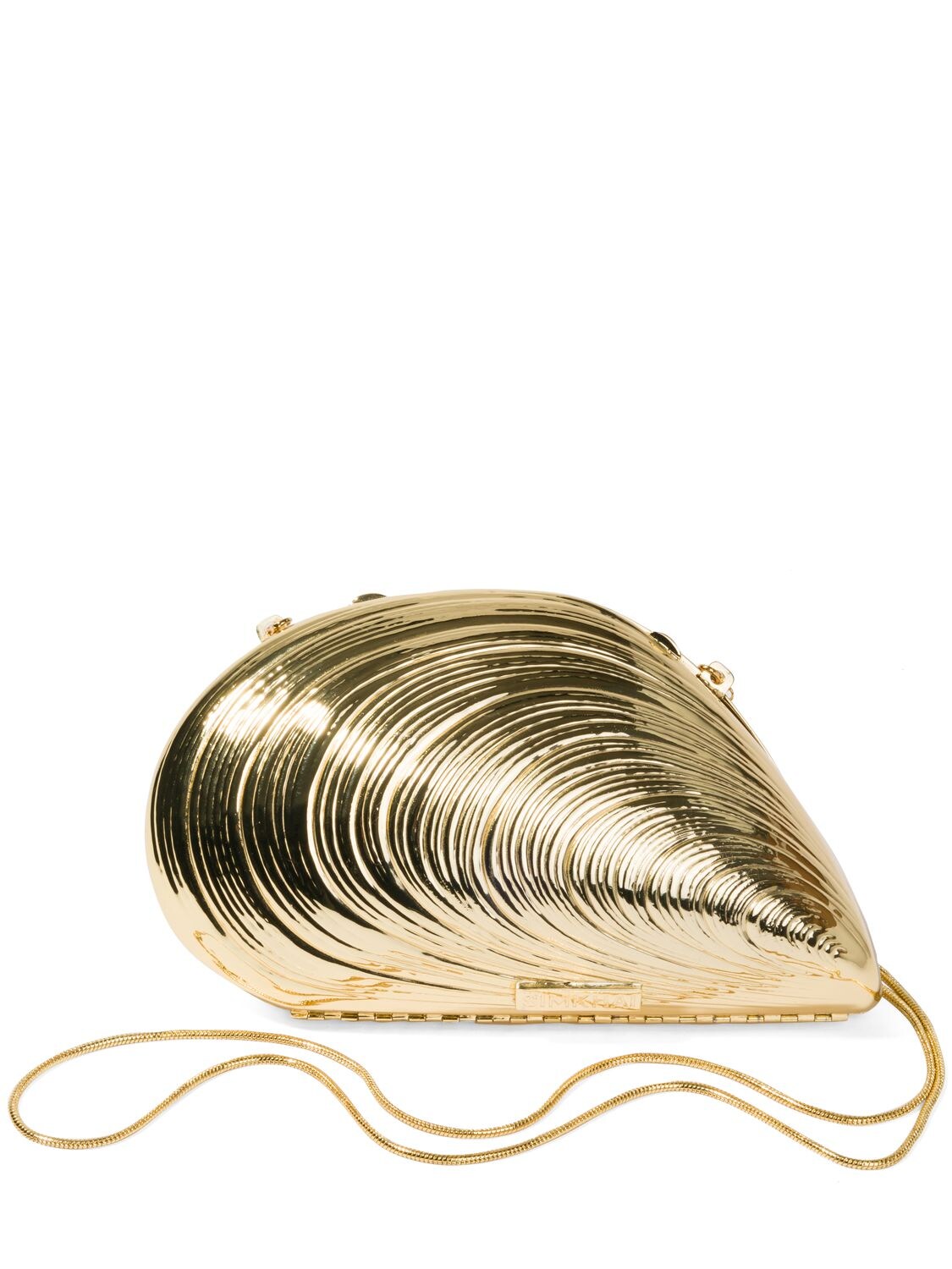 Jonathan Simkhai Bridget Metal Oyster Shell Clutch In Gold