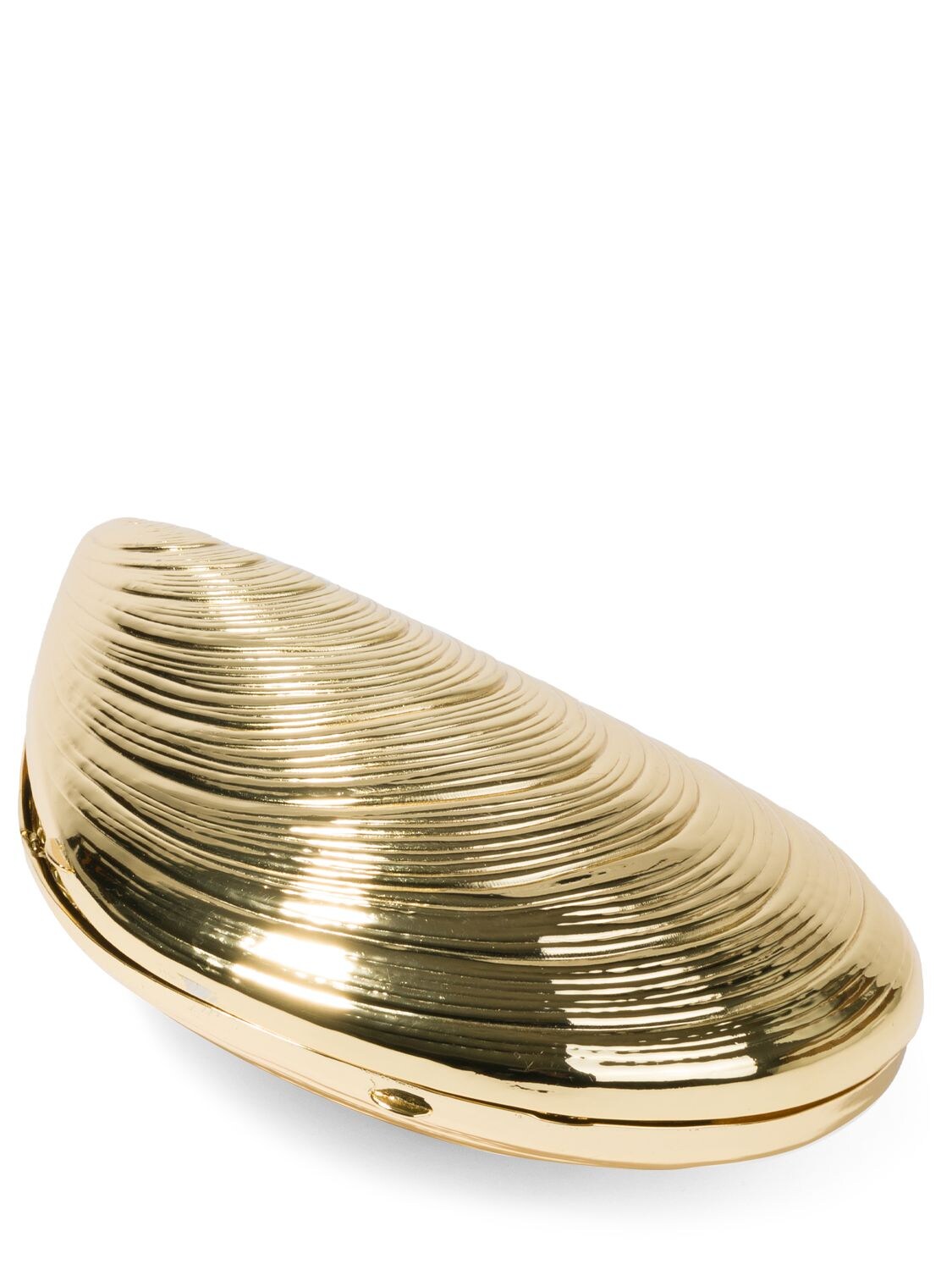 Shop Jonathan Simkhai Bridget Metal Oyster Shell Clutch In Gold