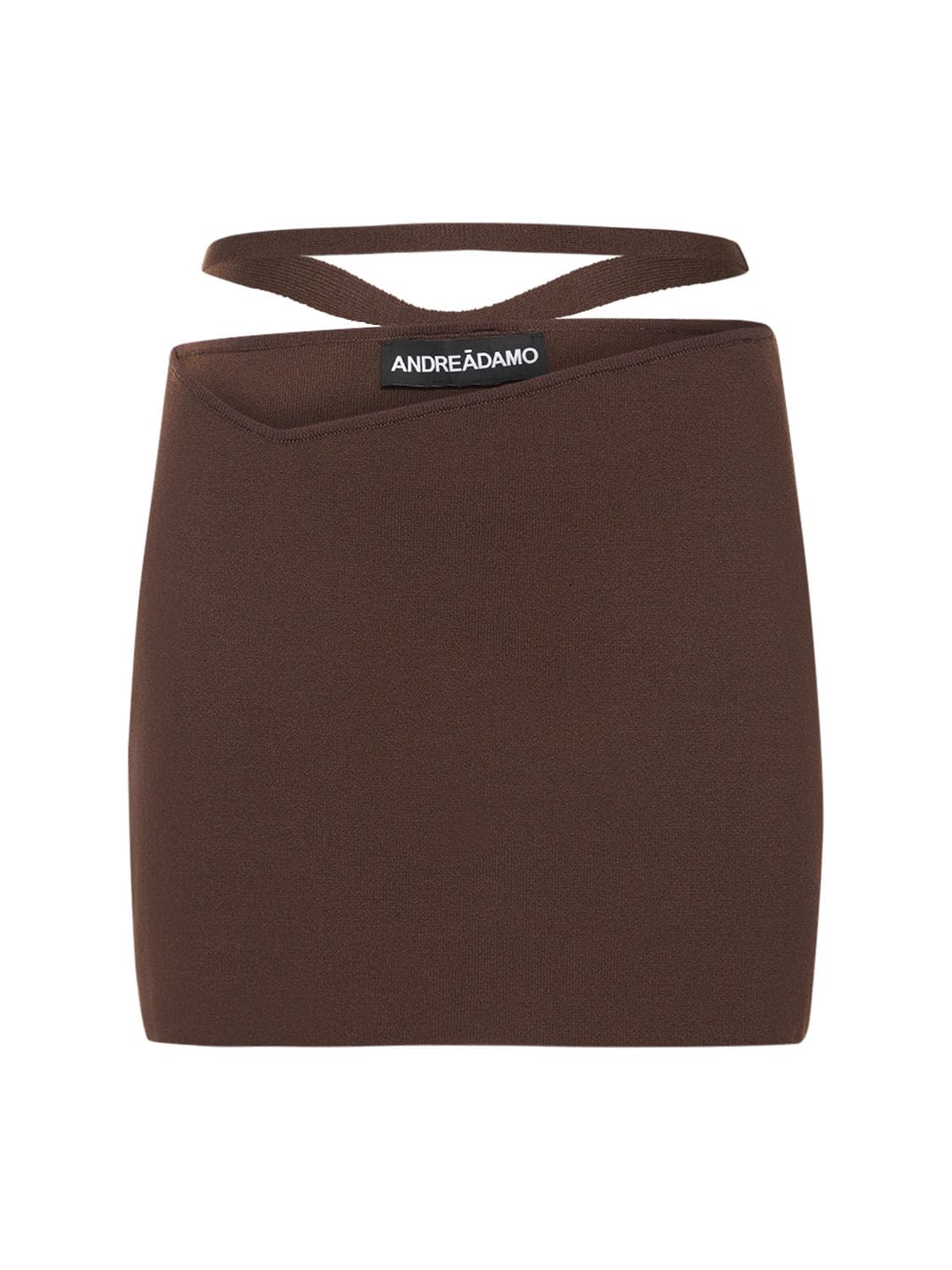 Andreädamo Stretch Viscose Knit Mini Skirt In Brown