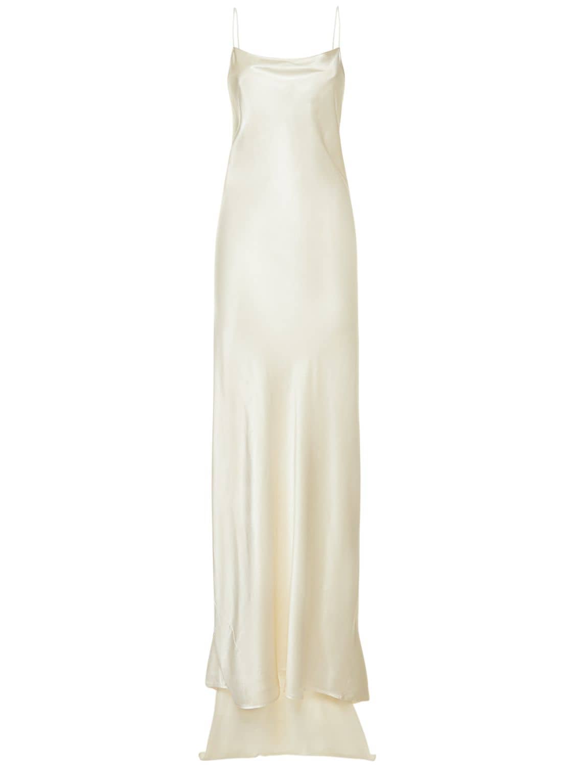 Nili Lotan Elizabeth Silk Satin Long Dress In White