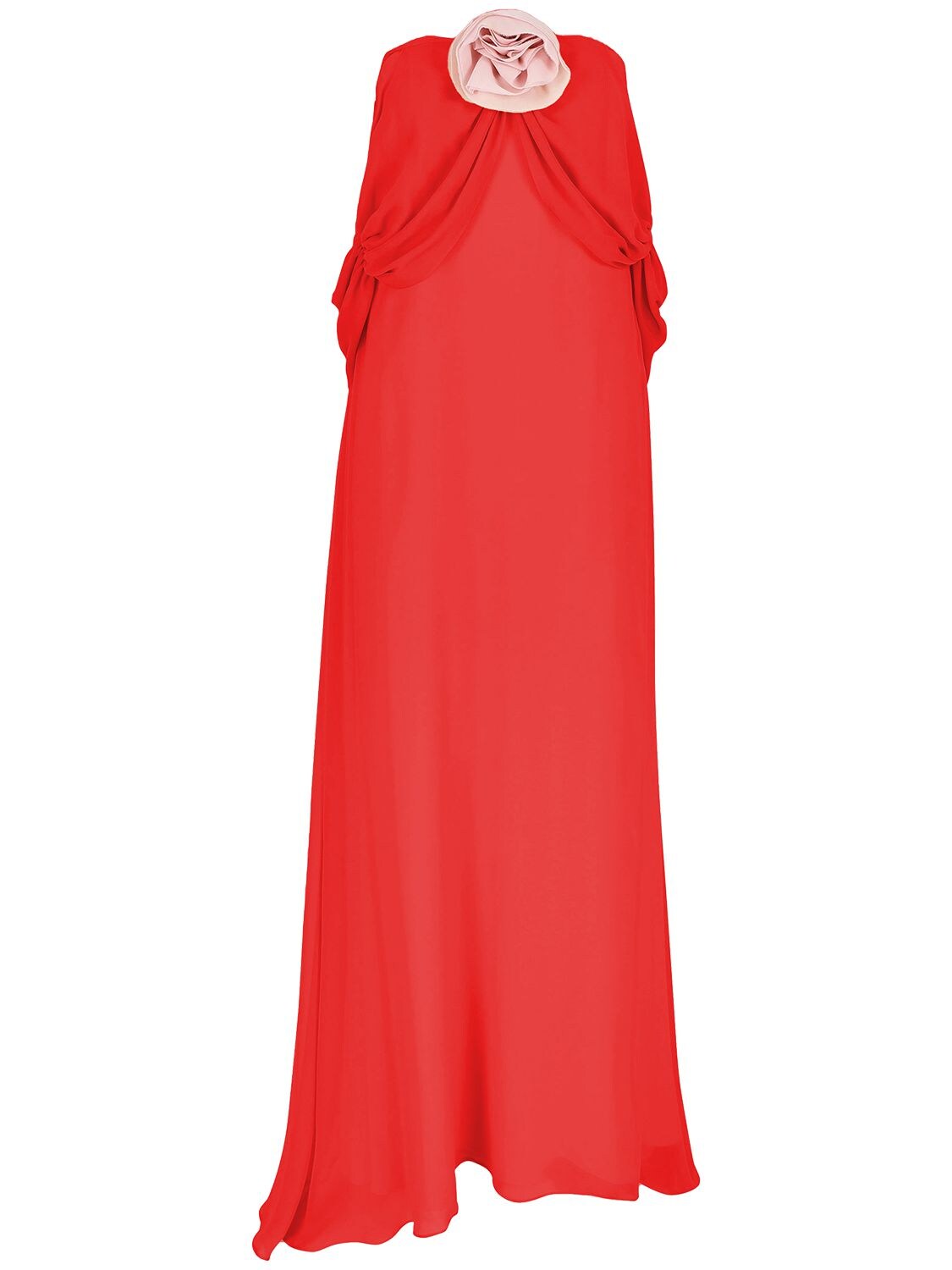 Bernadette Antwerp Daffodil Silk Long Dress In Red