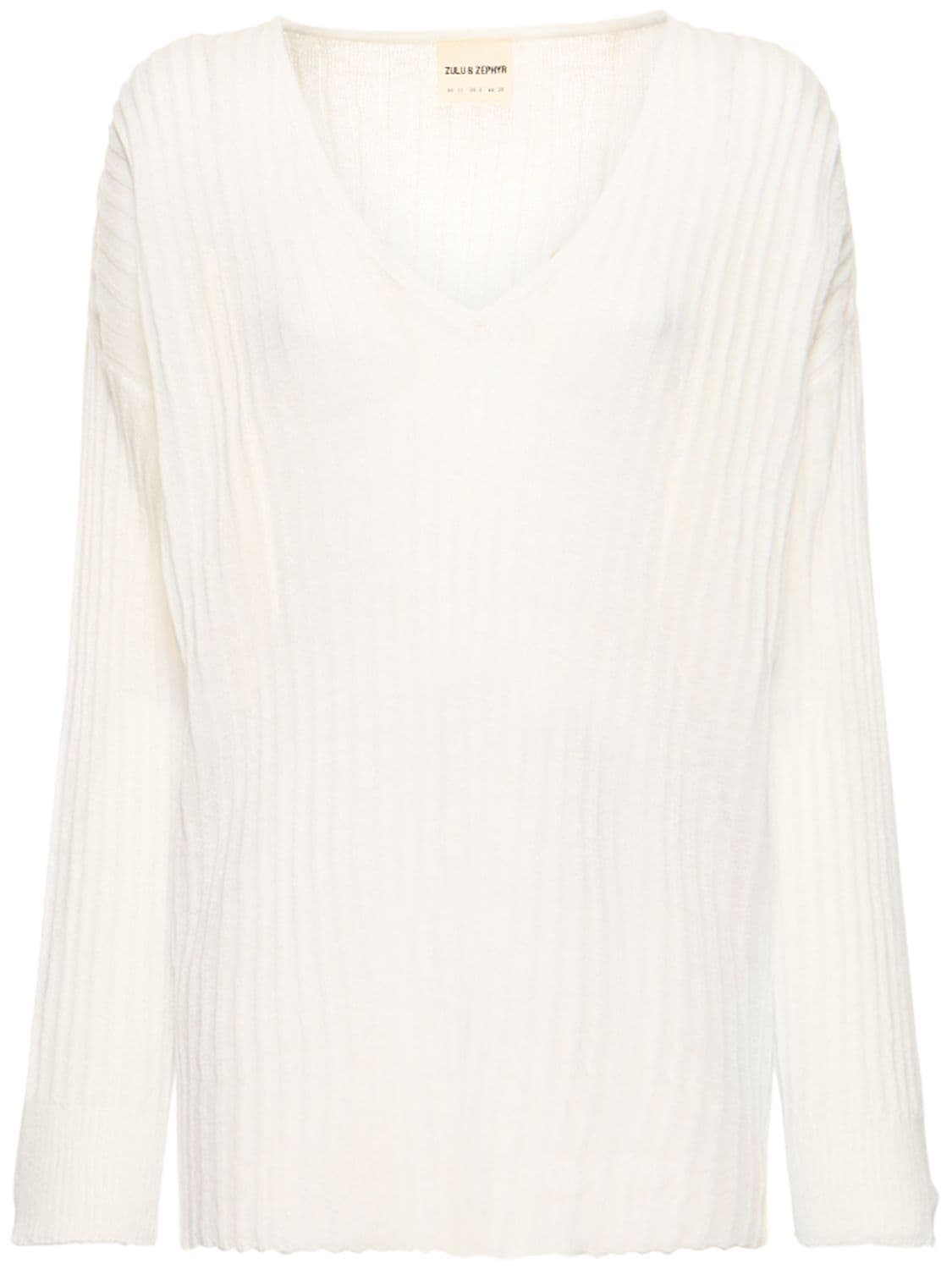 Shea Ribbed Knit Cotton Blend Sweater – WOMEN > CLOTHING > KNITWEAR