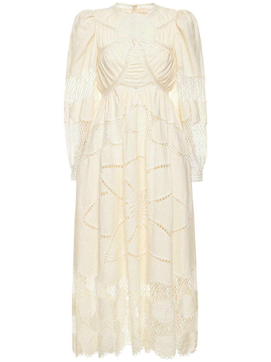 Ulla Johnson Estrella Linen Crochet Long Dress In Ivory | ModeSens