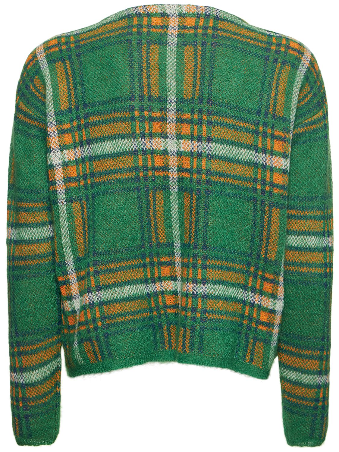 Erl Knit Plaid Check-pattern Cardigan In Green | ModeSens