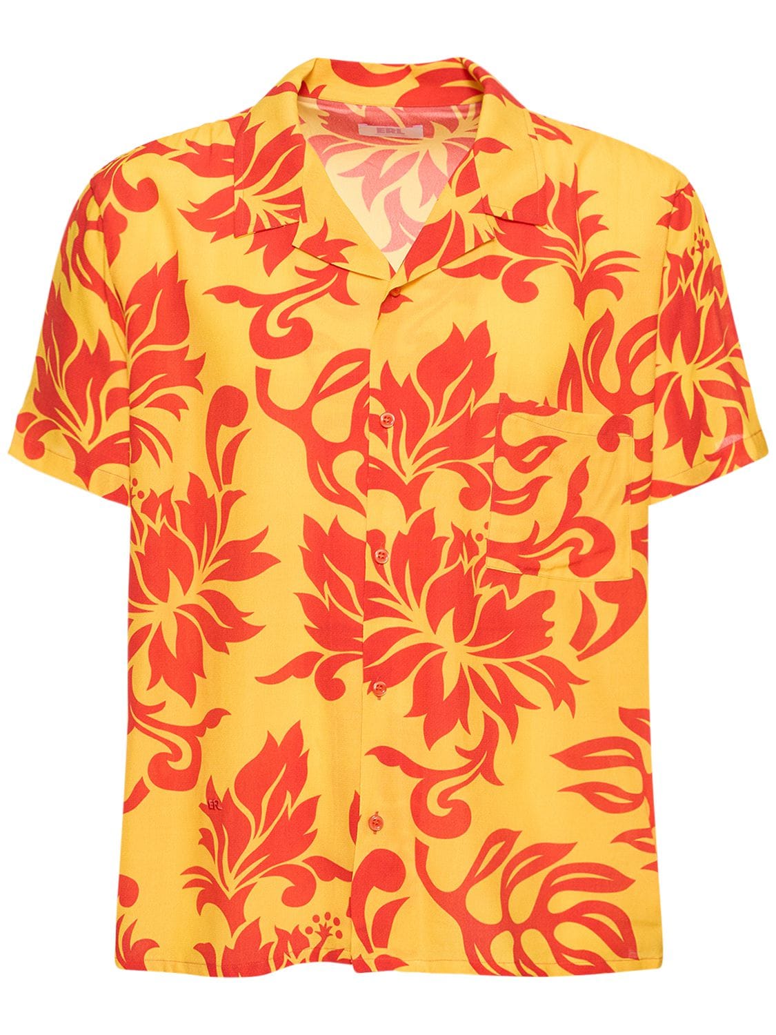 Shop Erl Floral Printed Short Sleeved Shirt In Tropical Flower