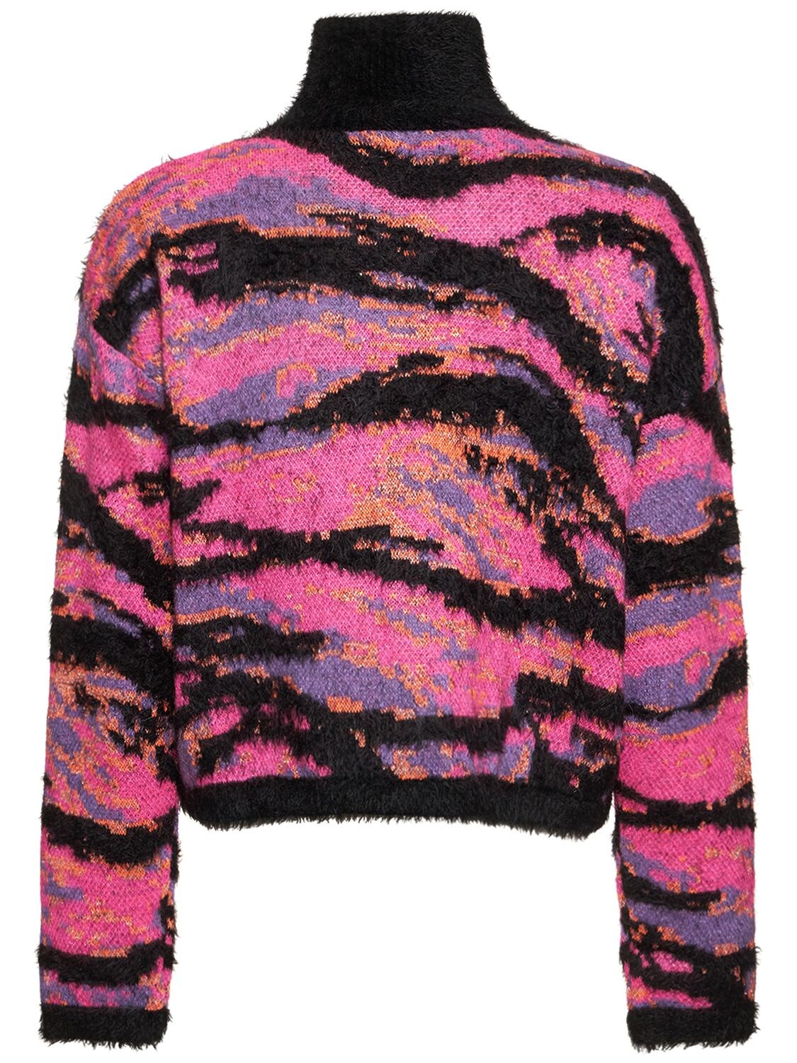 Shop Erl Mohair Blend Jacquard Sweater In Pink Rave Camo