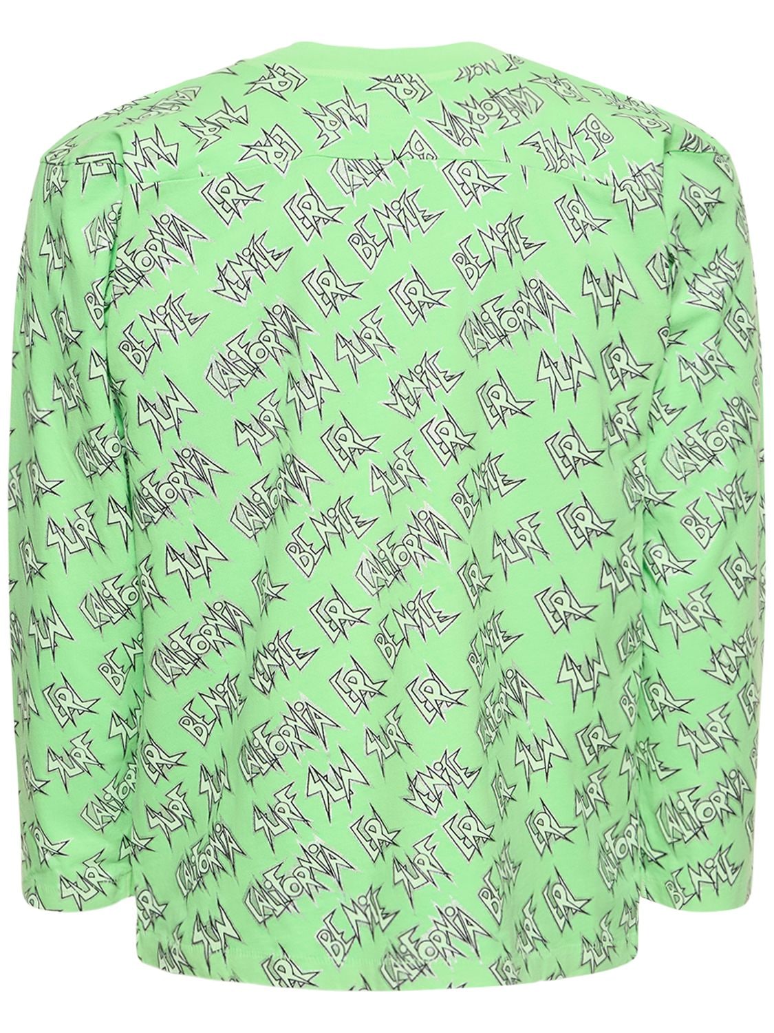 Shop Erl Printed Long Sleeved T-shirt In Green
