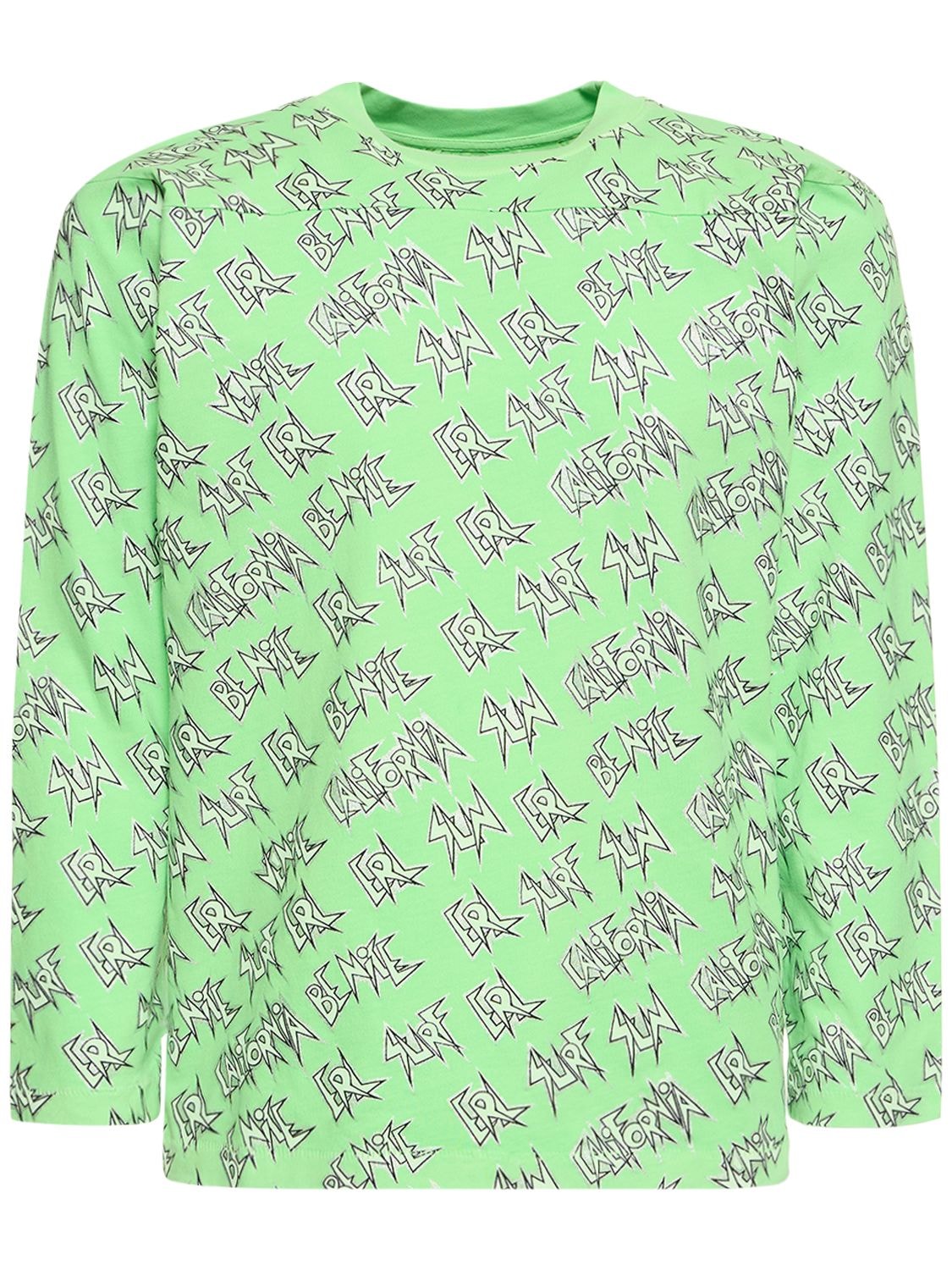 Erl Printed Long Sleeved T-shirt In Green