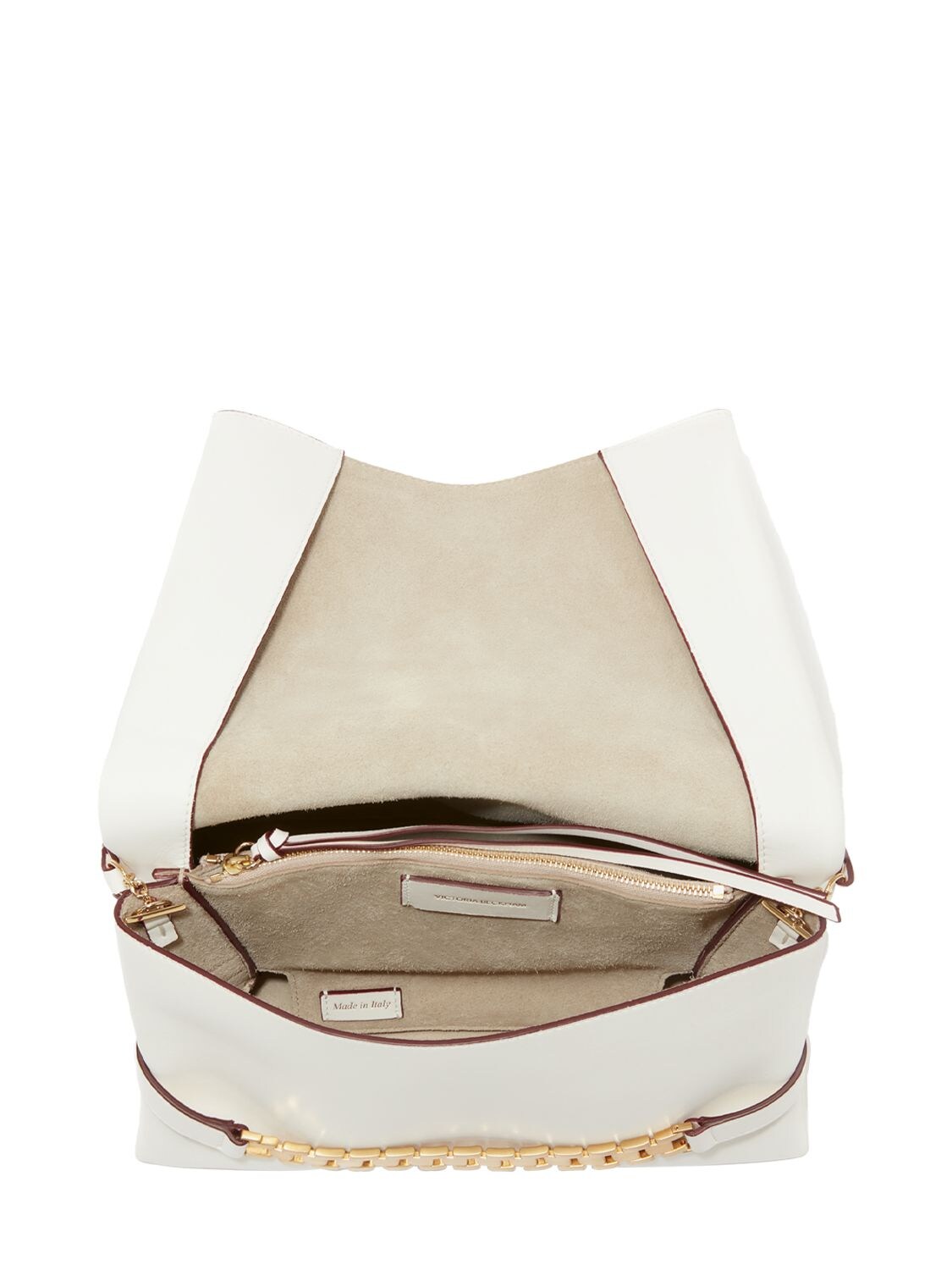 Shop Victoria Beckham Chain Leather Shoulder Bag In White