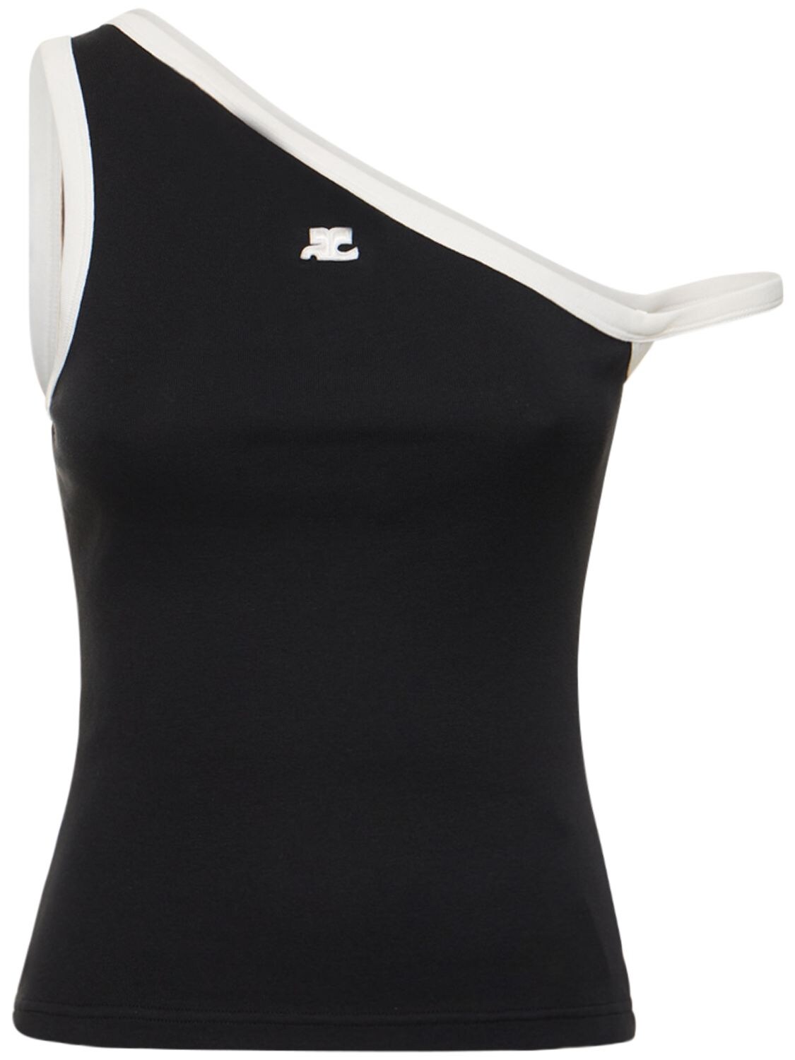 COURRÈGES ASYMMETRICAL COTTON TANK TOP