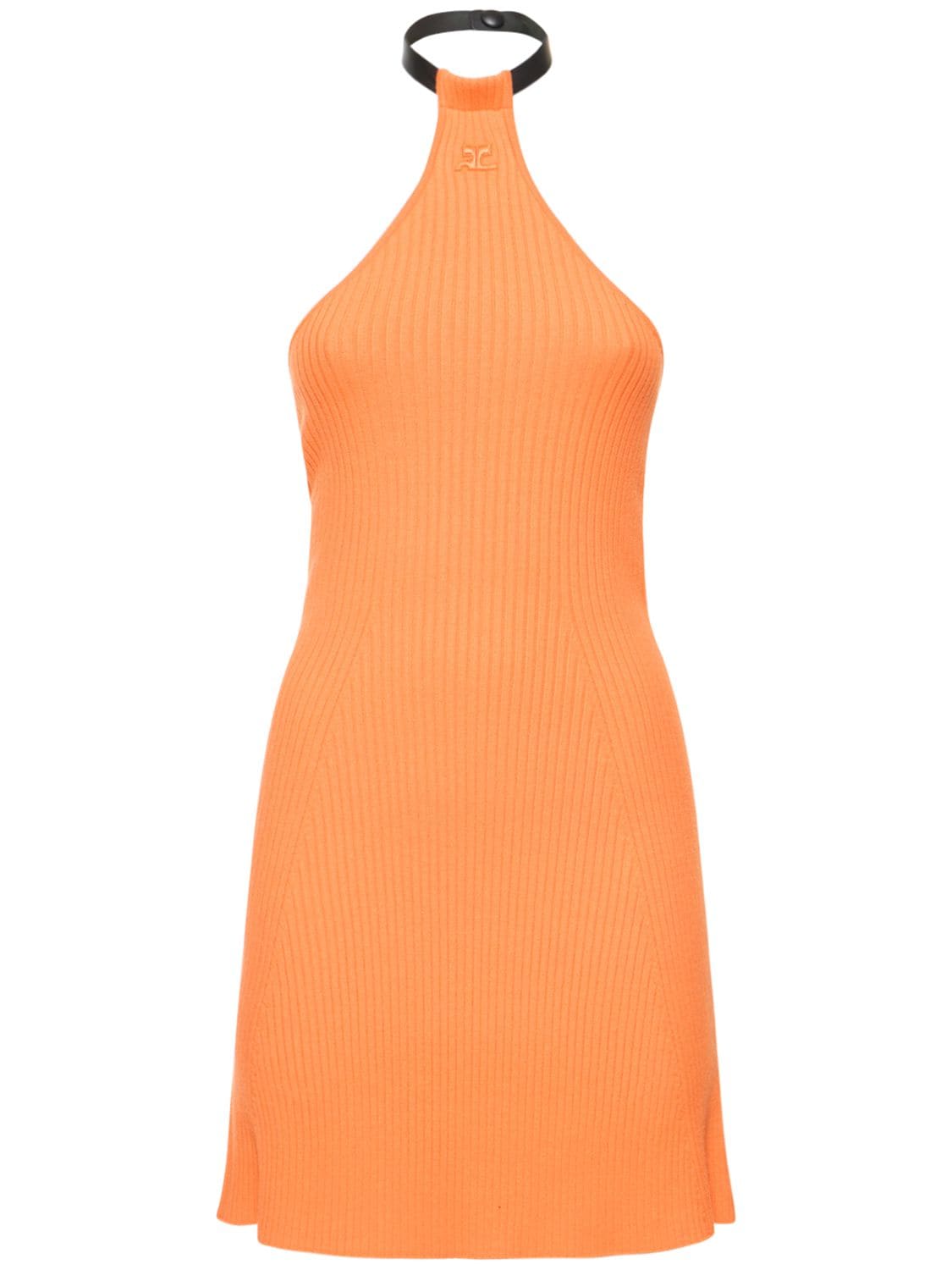 Rib Knit Viscose Mini Chocker Dress – WOMEN > CLOTHING > DRESSES