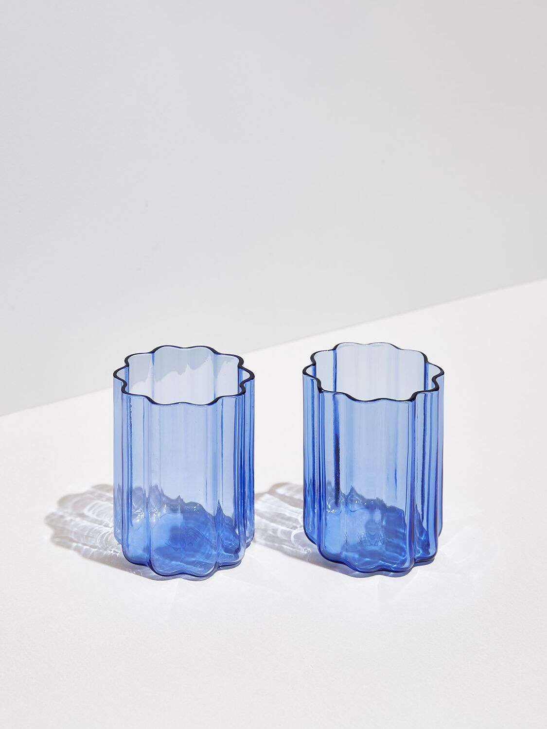 Shop Fazeek Set Of 2 Wave Glasses In Blue