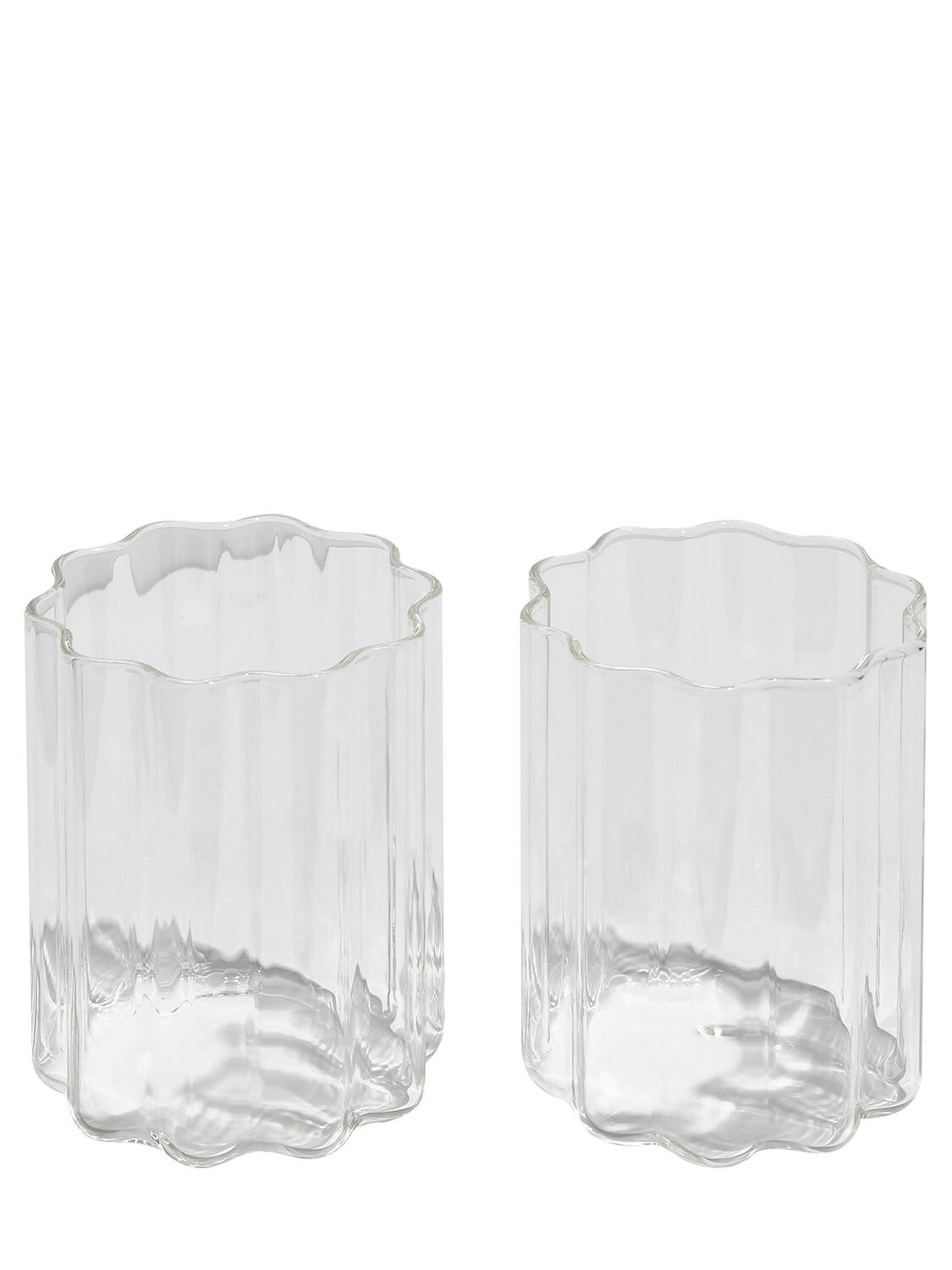 Fazeek Set Of 2 Wave Glasses In Transparent