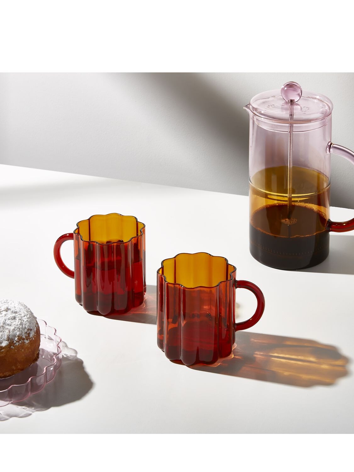 Fazeek Set Of 2 Wave Mugs In Amber
