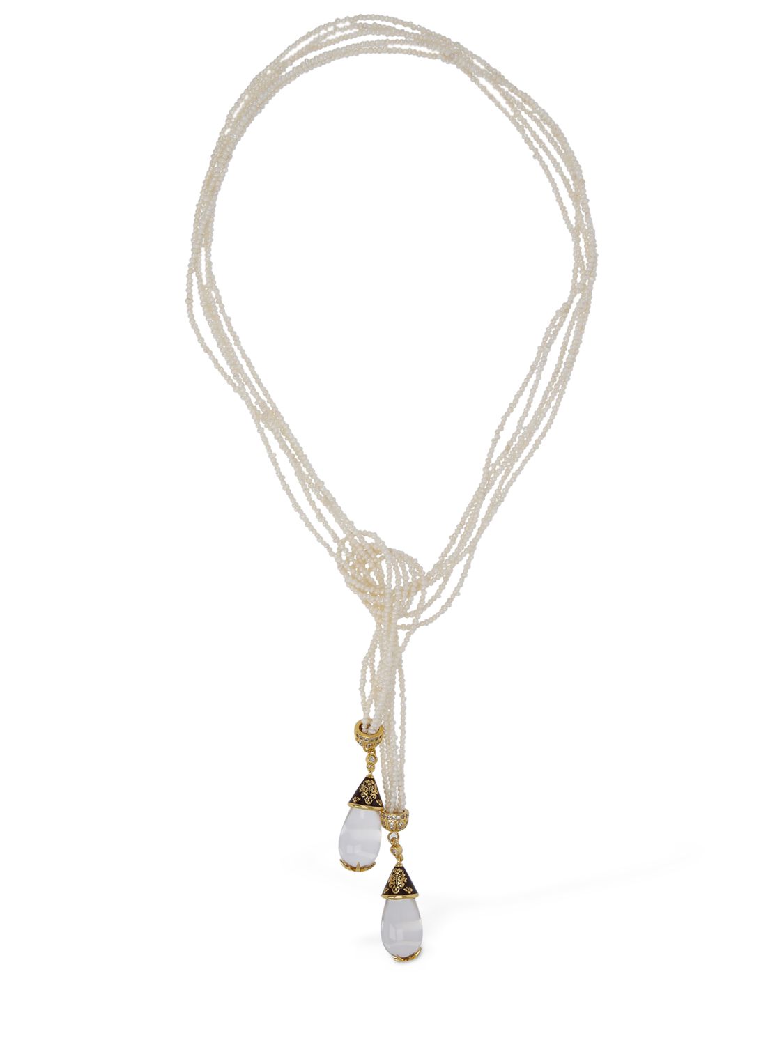 Zimmermann Faux Pearl Rope Lariat Necklace In White,gold ModeSens
