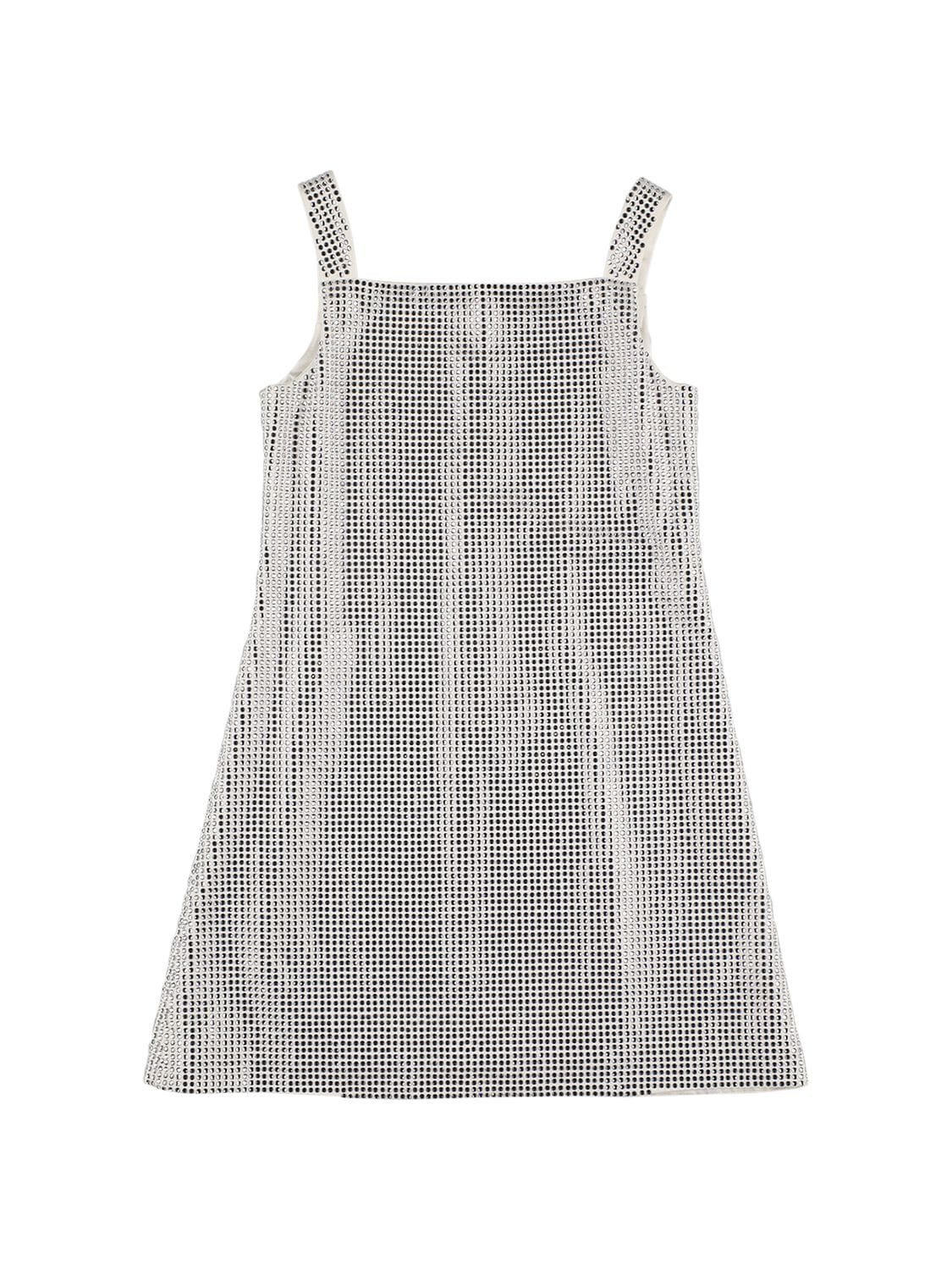 Dolce & Gabbana Kids' Sequined Cotton Party Dress In Silver