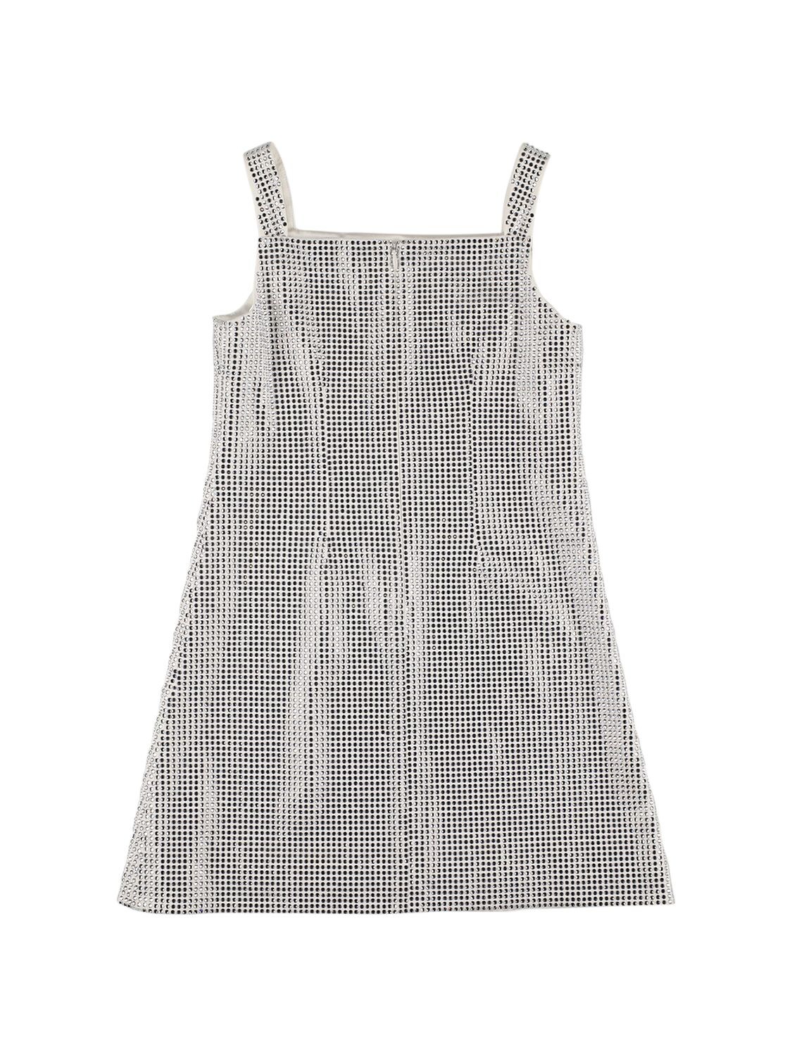 Shop Dolce & Gabbana Sequined Cotton Party Dress In Silver