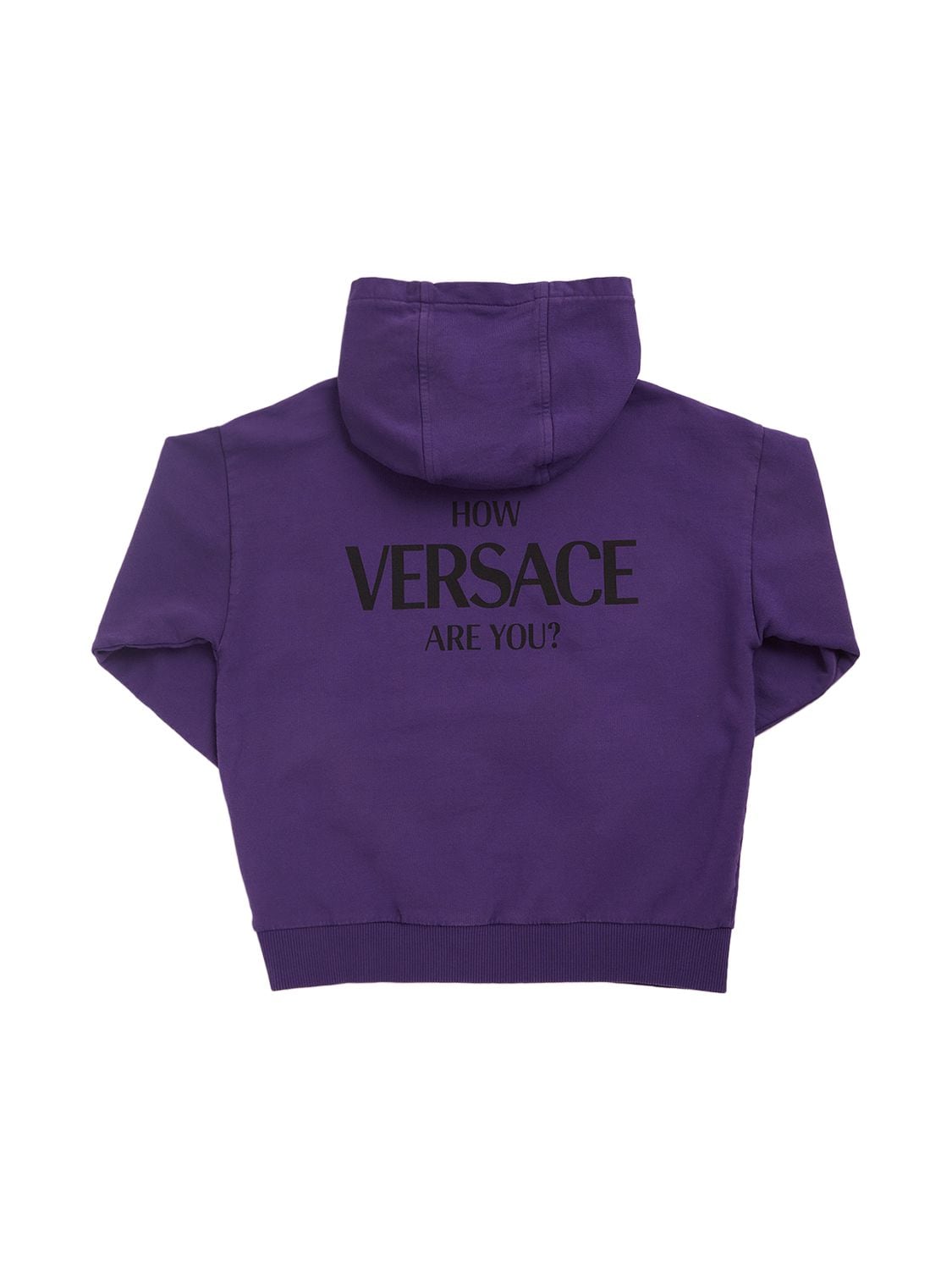 Shop Versace Logo Print Cotton Sweatshirt Hoodie In Purple
