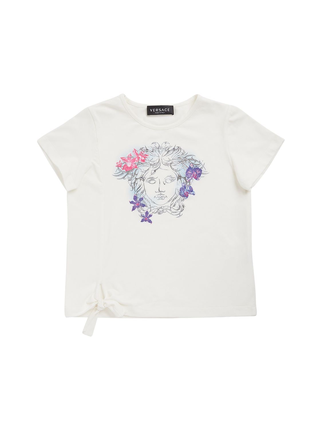 Versace Kids' Medusa Print Cotton Jersey T-shirt In White