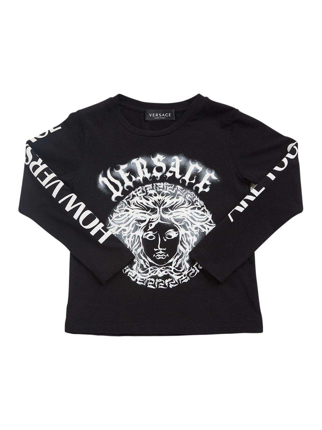 Medusa Cotton Jersey T Shirt in Black - Versace Kids