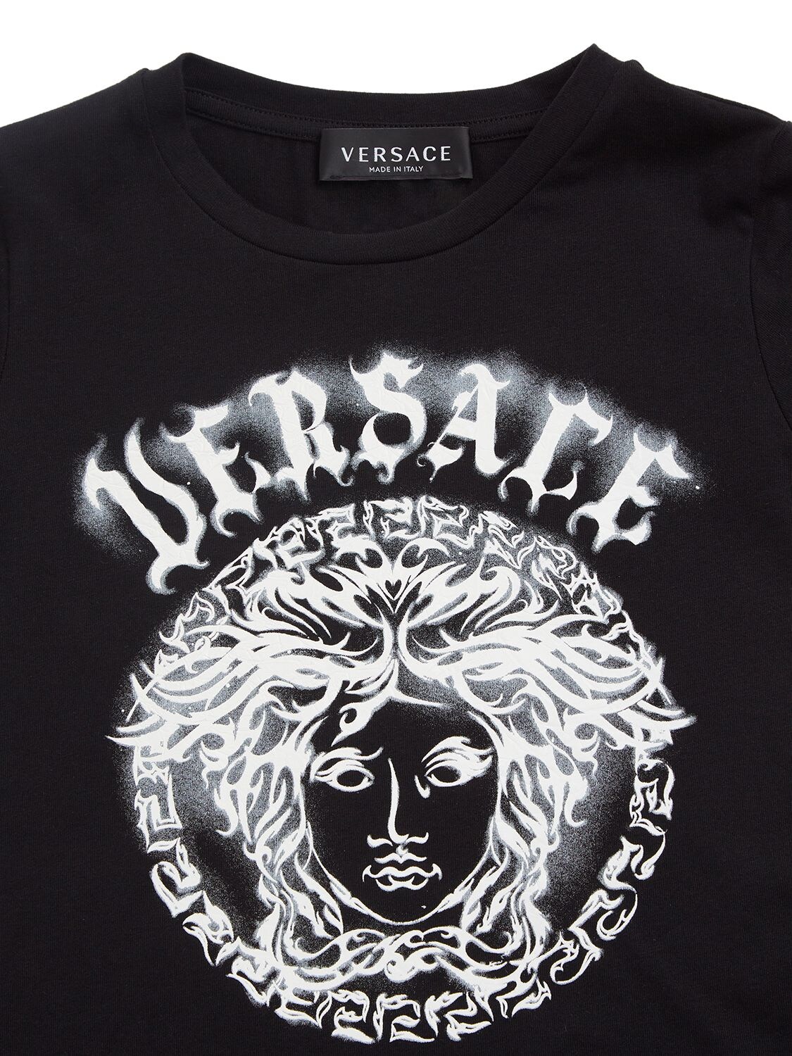 Medusa Cotton Jersey T Shirt in Black - Versace Kids