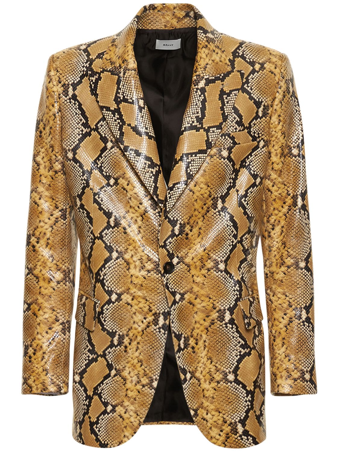BALLY 蟒蛇纹印花皮革夹克