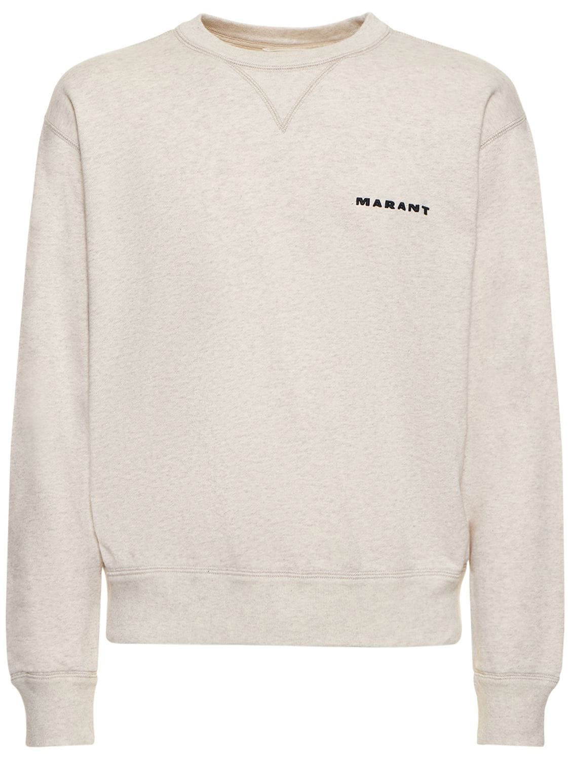 Isabel Marant Logo Detail Cotton Blend Sweatshirt In Ecru
