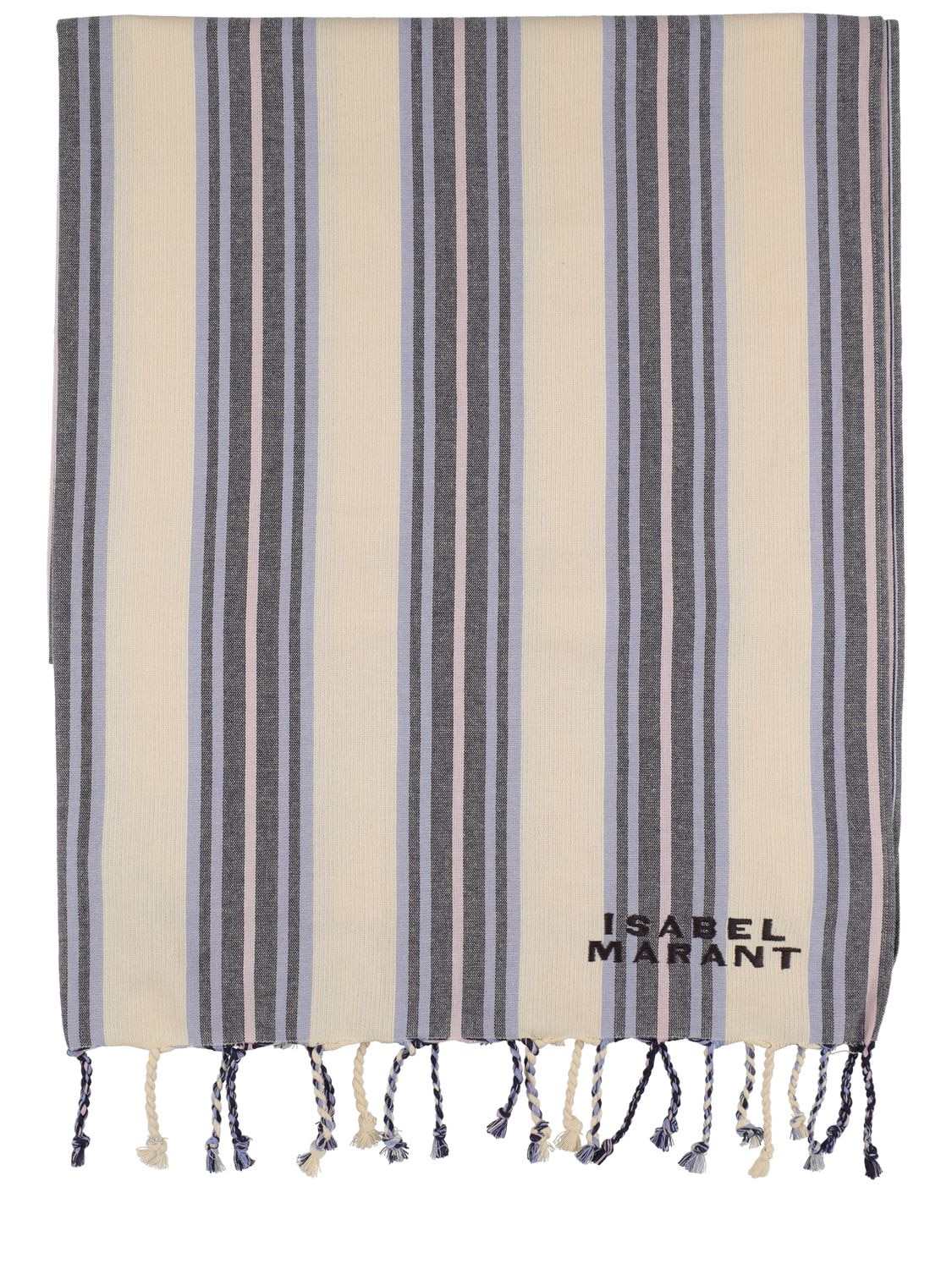Isabel Marant Striped Cotton Beach Towel In Ecru,blue