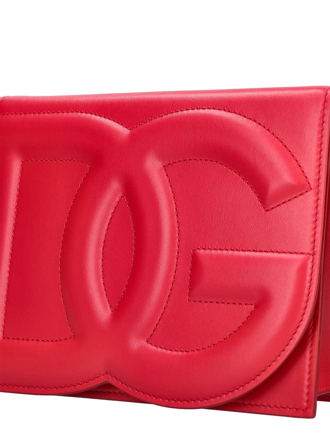 Shop Dolce & Gabbana Logo Leather Shoulder Bag In Rosso